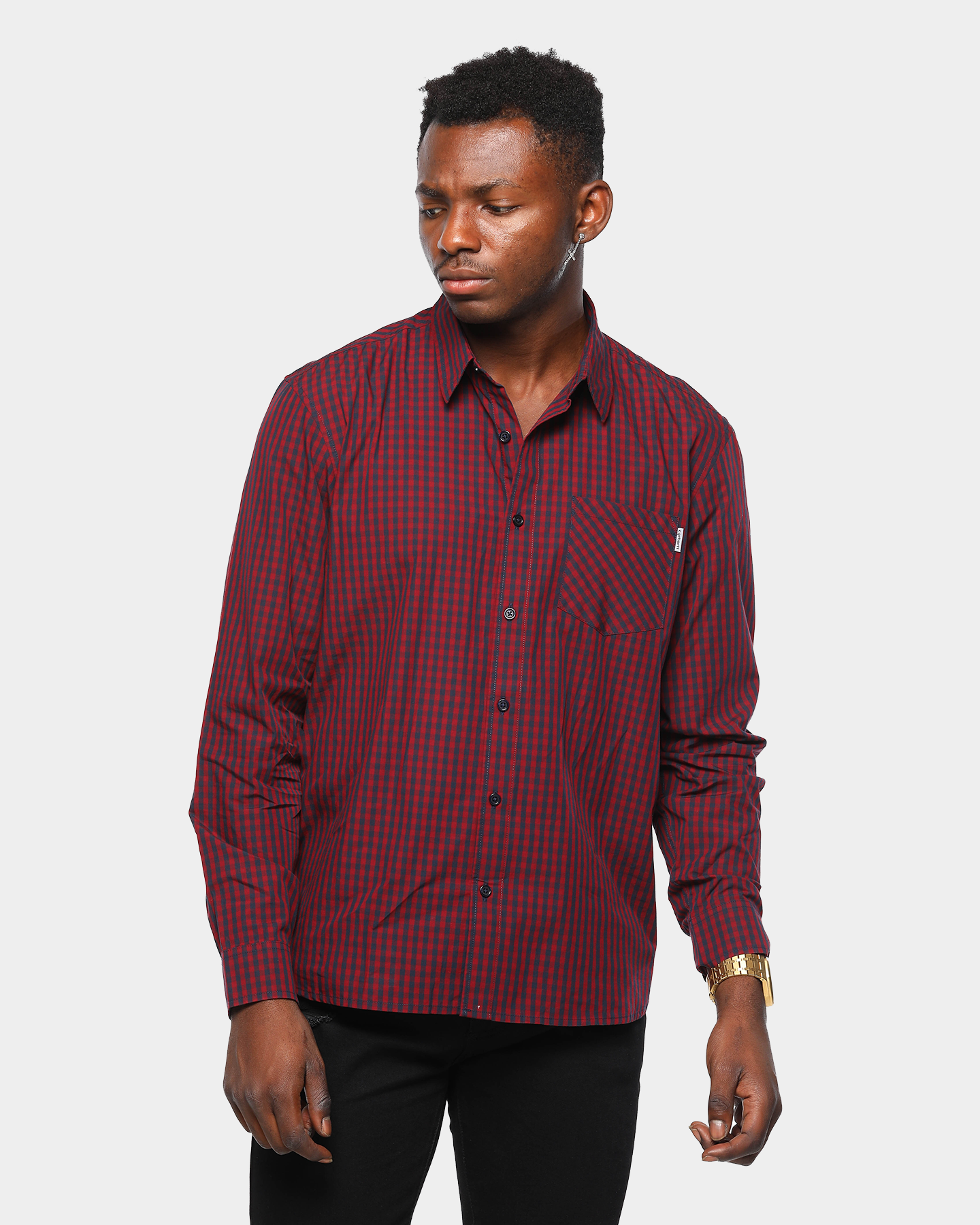 Carhartt Preston L/S Shirt Navy/Burgundy