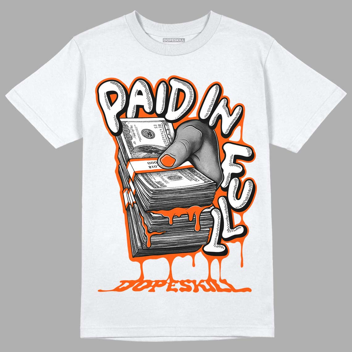 Orange Milk DopeSkill T-Shirt Paid In Full Graphic