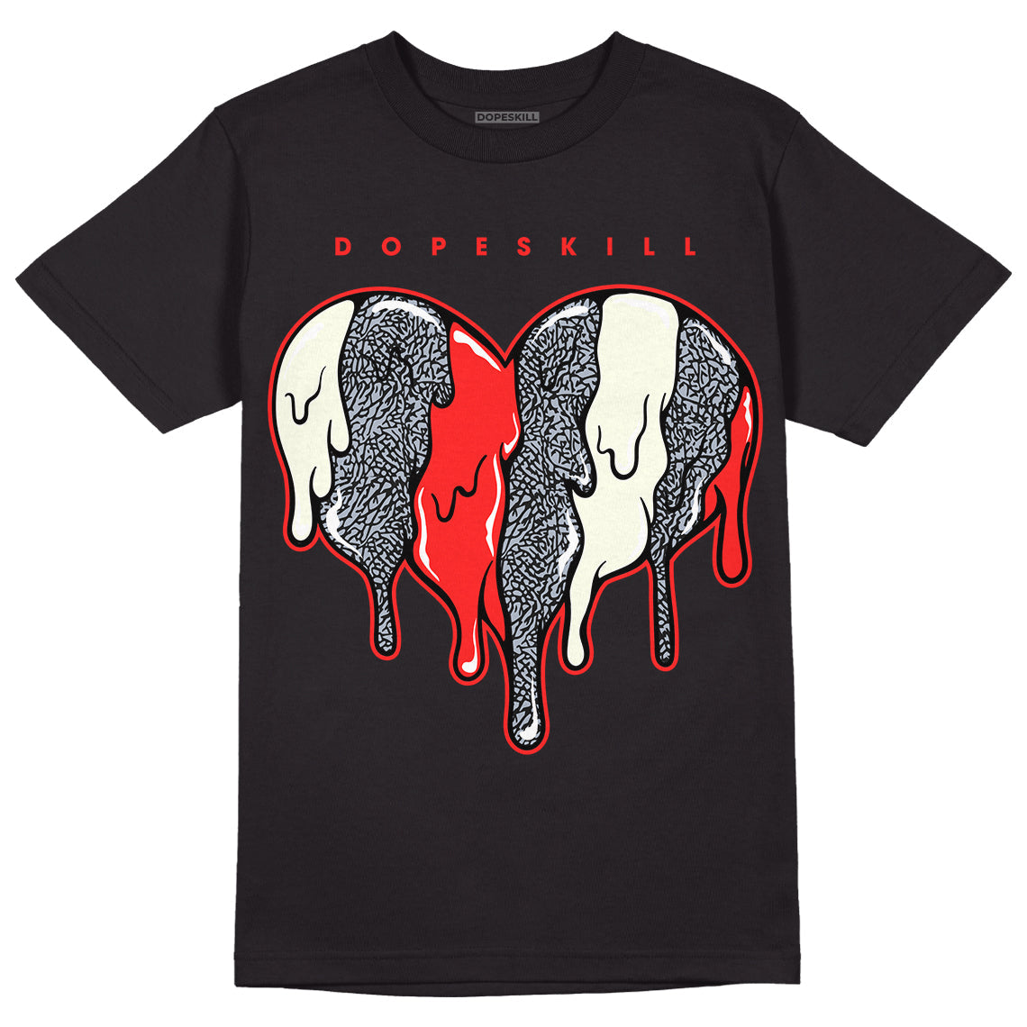 White Cement Reimagined 3s DopeSkill T-Shirt Slime Drip Heart Graphic