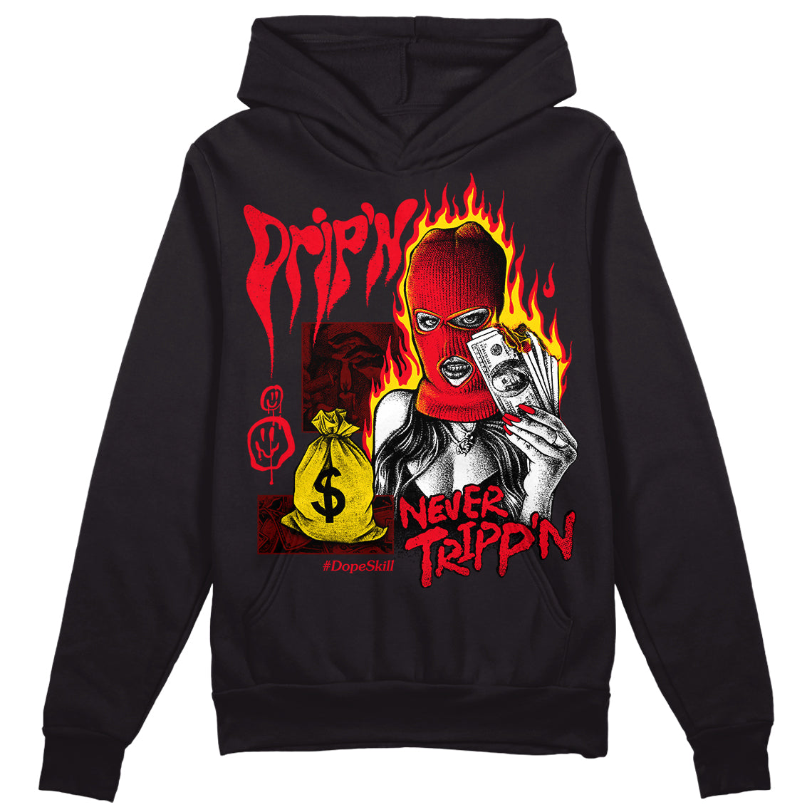 Red Thunder 4s DopeSkill Hoodie Sweatshirt Drip'n Never Tripp'n Graphic