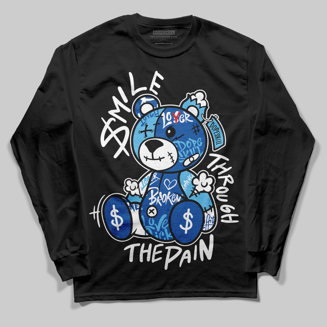 Blueberry 12s DopeSkill Long Sleeve T-shirt Smile Through The Pain Graphic