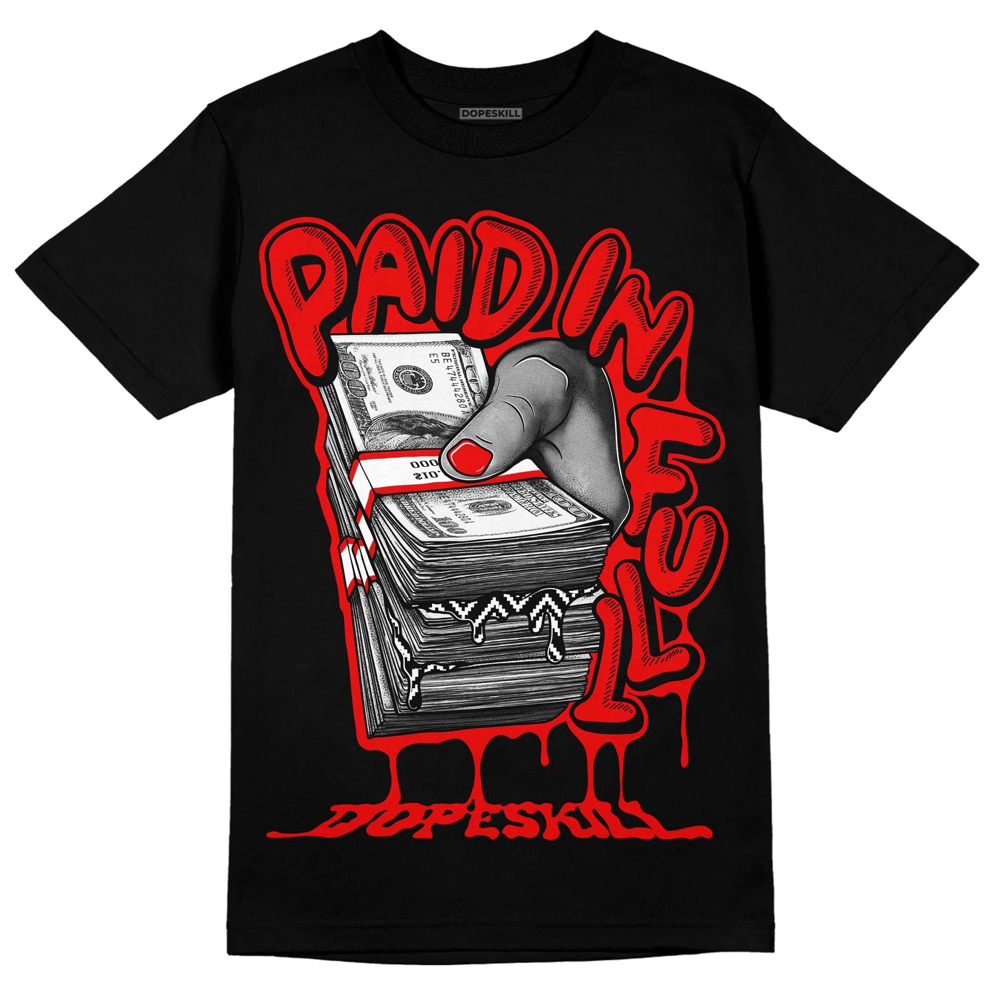 Cherry 12s DopeSkill T-Shirt Paid In Full Graphic