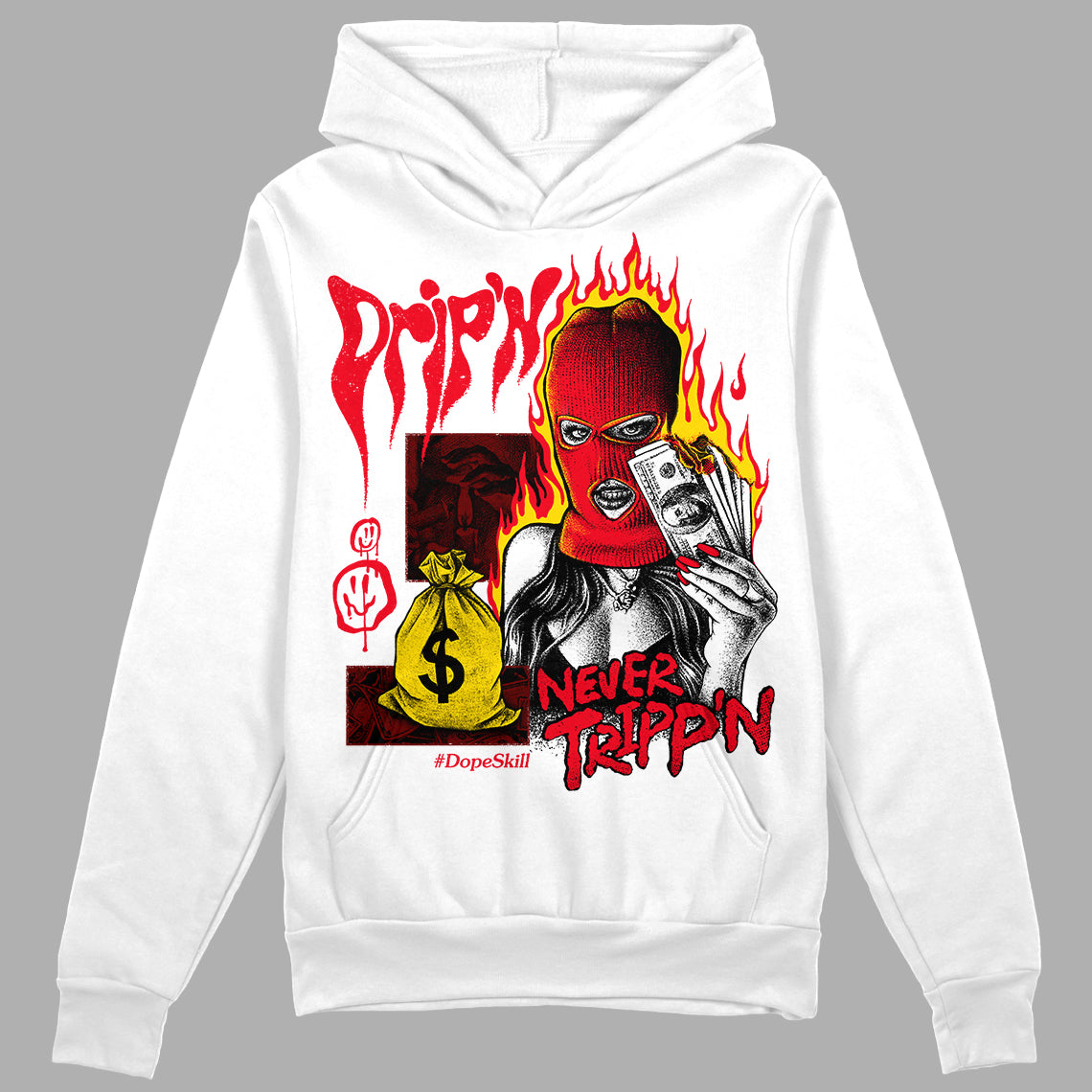 Red Thunder 4s DopeSkill Hoodie Sweatshirt Drip'n Never Tripp'n Graphic
