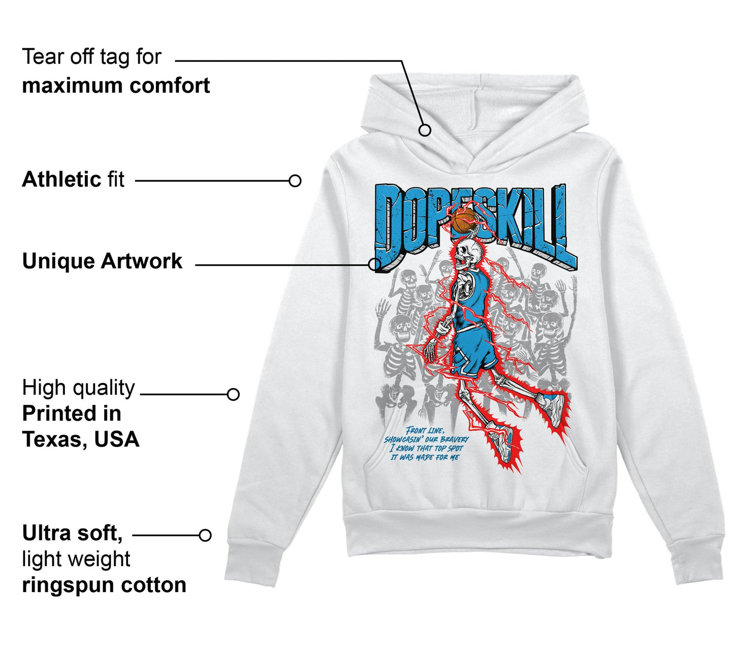 Military Blue 4s DopeSkill Hoodie Sweatshirt Thunder Dunk Graphic