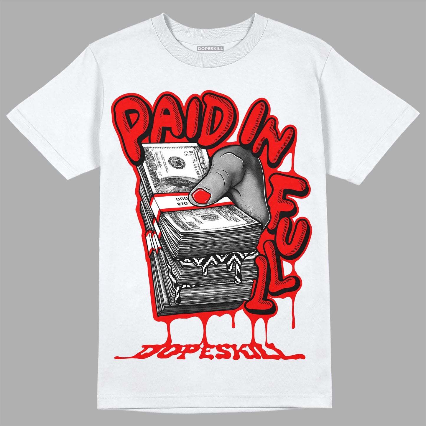 Cherry 12s DopeSkill T-Shirt Paid In Full Graphic