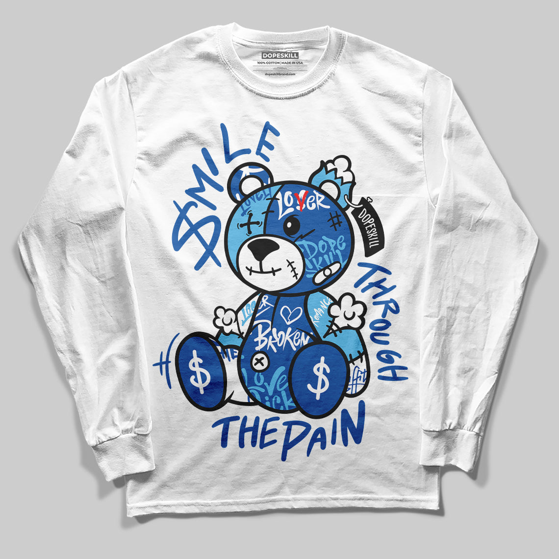 Blueberry 12s DopeSkill Long Sleeve T-shirt Smile Through The Pain Graphic