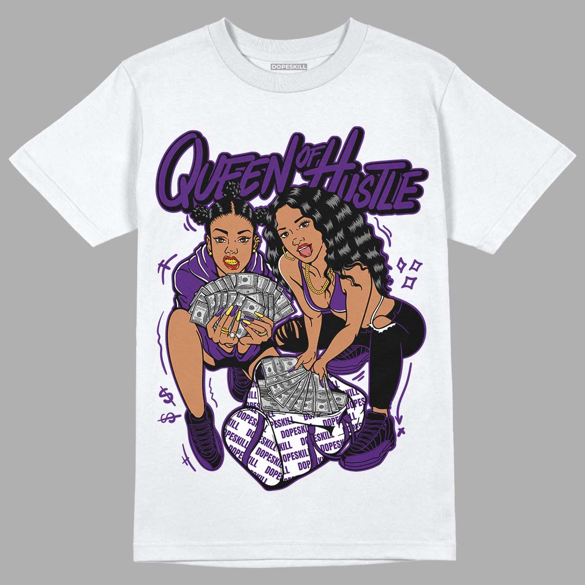 Field Purple 12s DopeSkill T-Shirt Queen Of Hustle Graphic