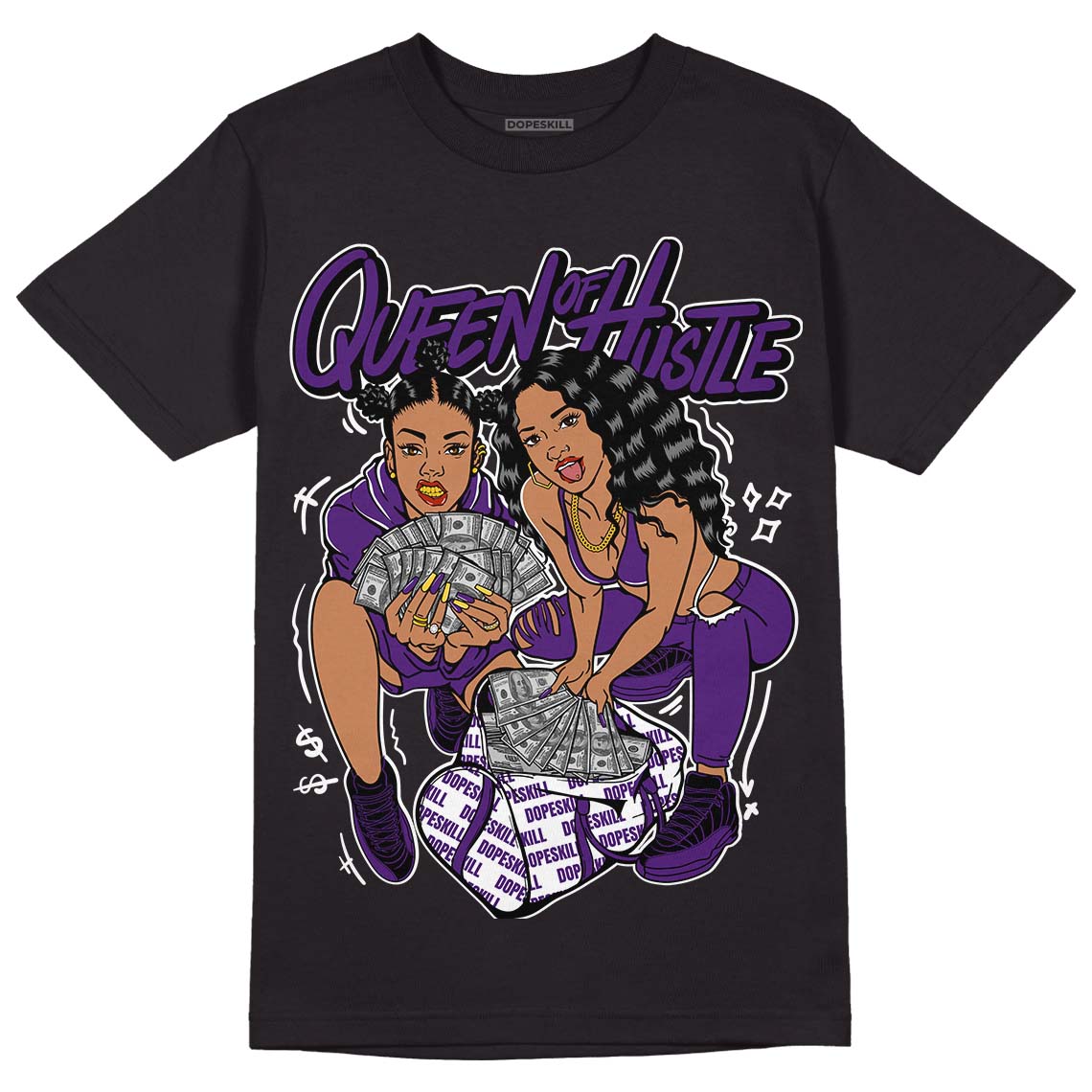 Field Purple 12s DopeSkill T-Shirt Queen Of Hustle Graphic