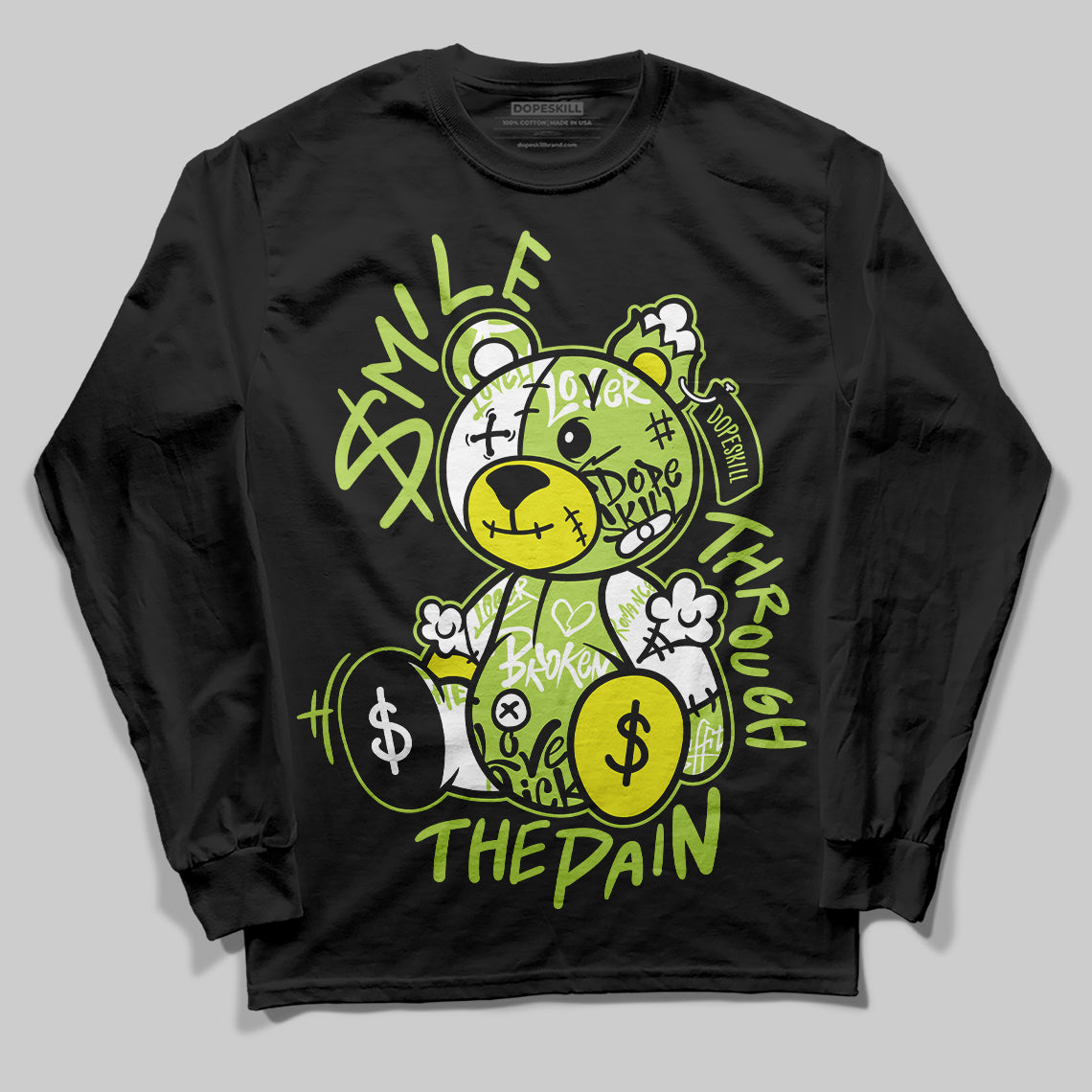 Bright Cactus 13s DopeSkill Long Sleeve T-Shirt Smile Through The Pain Graphic
