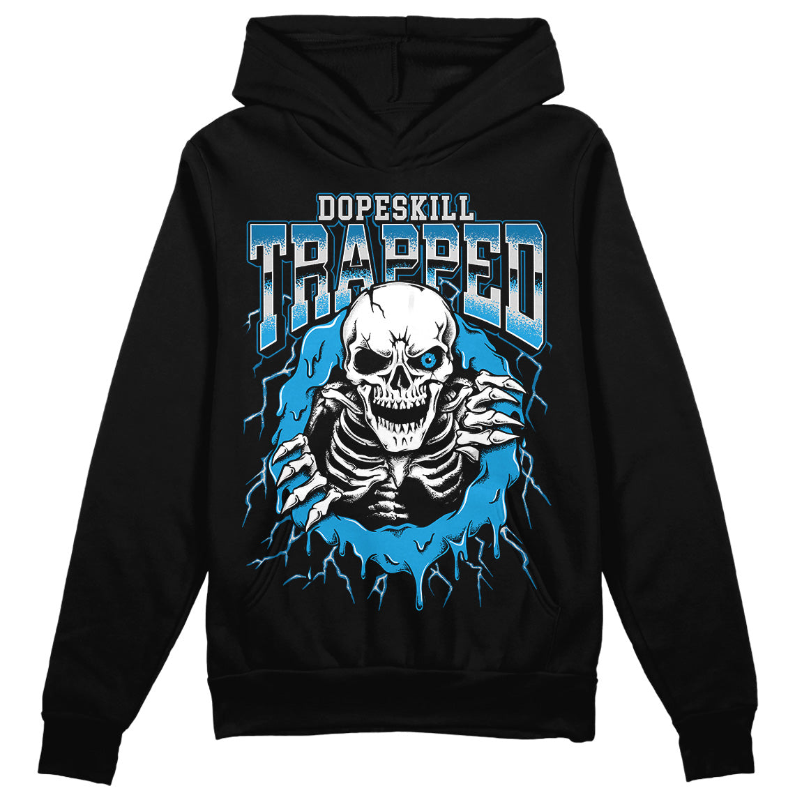 Military Blue 4s DopeSkill Hoodie Sweatshirt Trapped Halloween Graphic