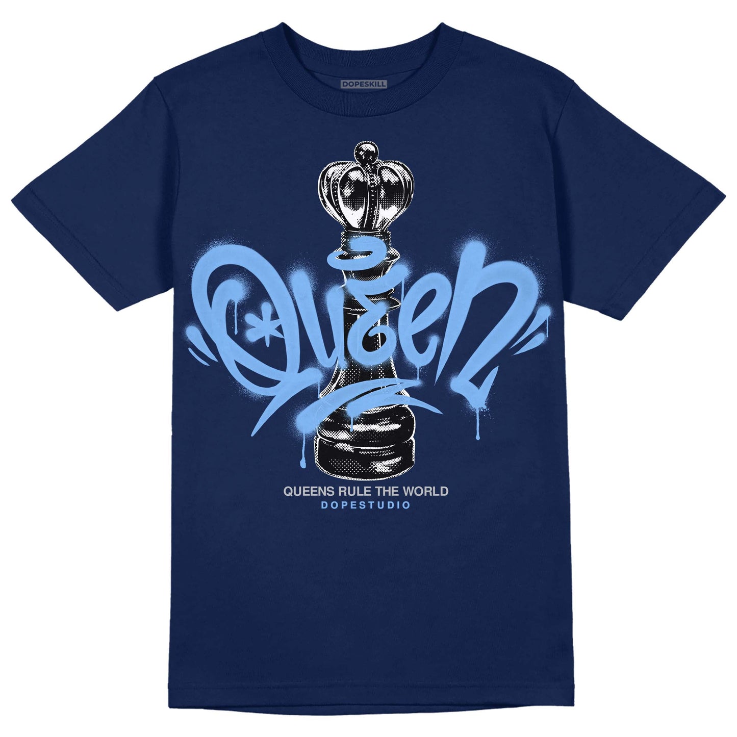 Midnight Navy 5s DopeSkill Navy T-Shirt Queen Chess Graphic