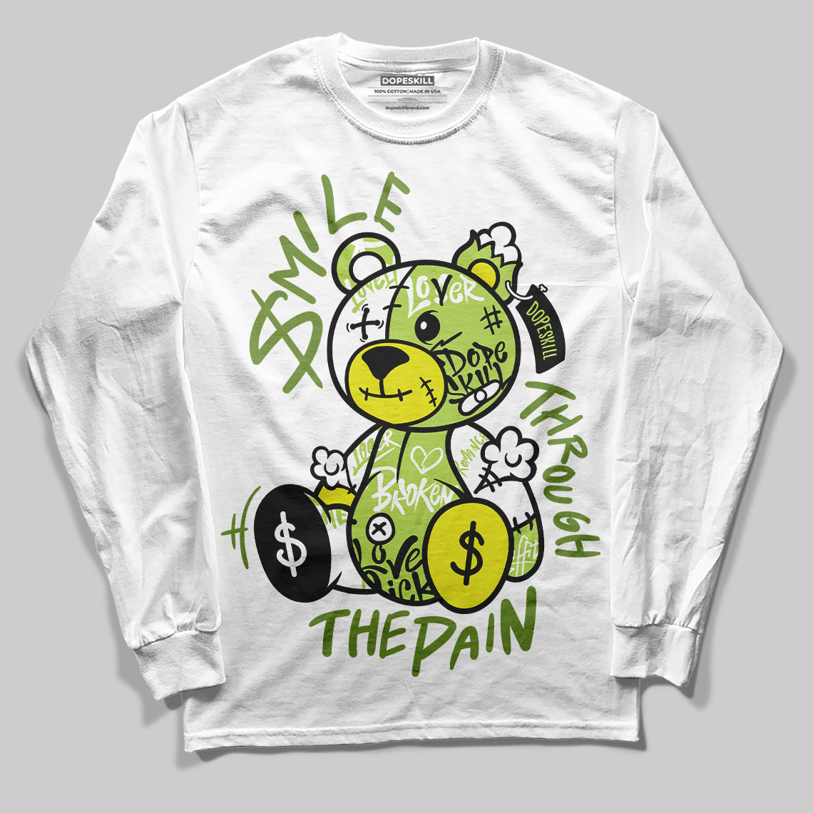 Bright Cactus 13s DopeSkill Long Sleeve T-Shirt Smile Through The Pain Graphic