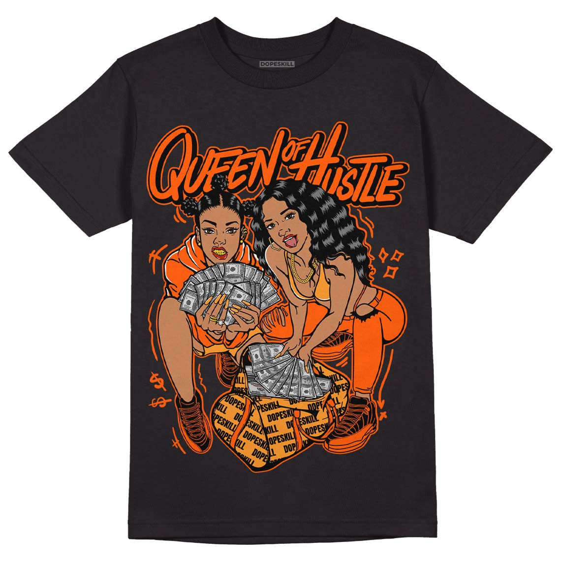 Brilliant Orange 12s DopeSkill T-Shirt Queen Of Hustle Graphic