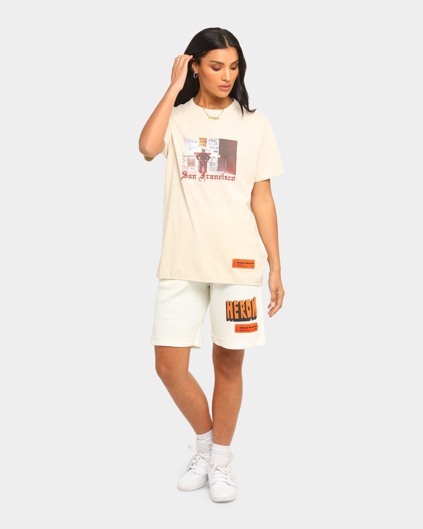 Heron Preston Dad Print Short Sleeve T-Shirt Beige Style001