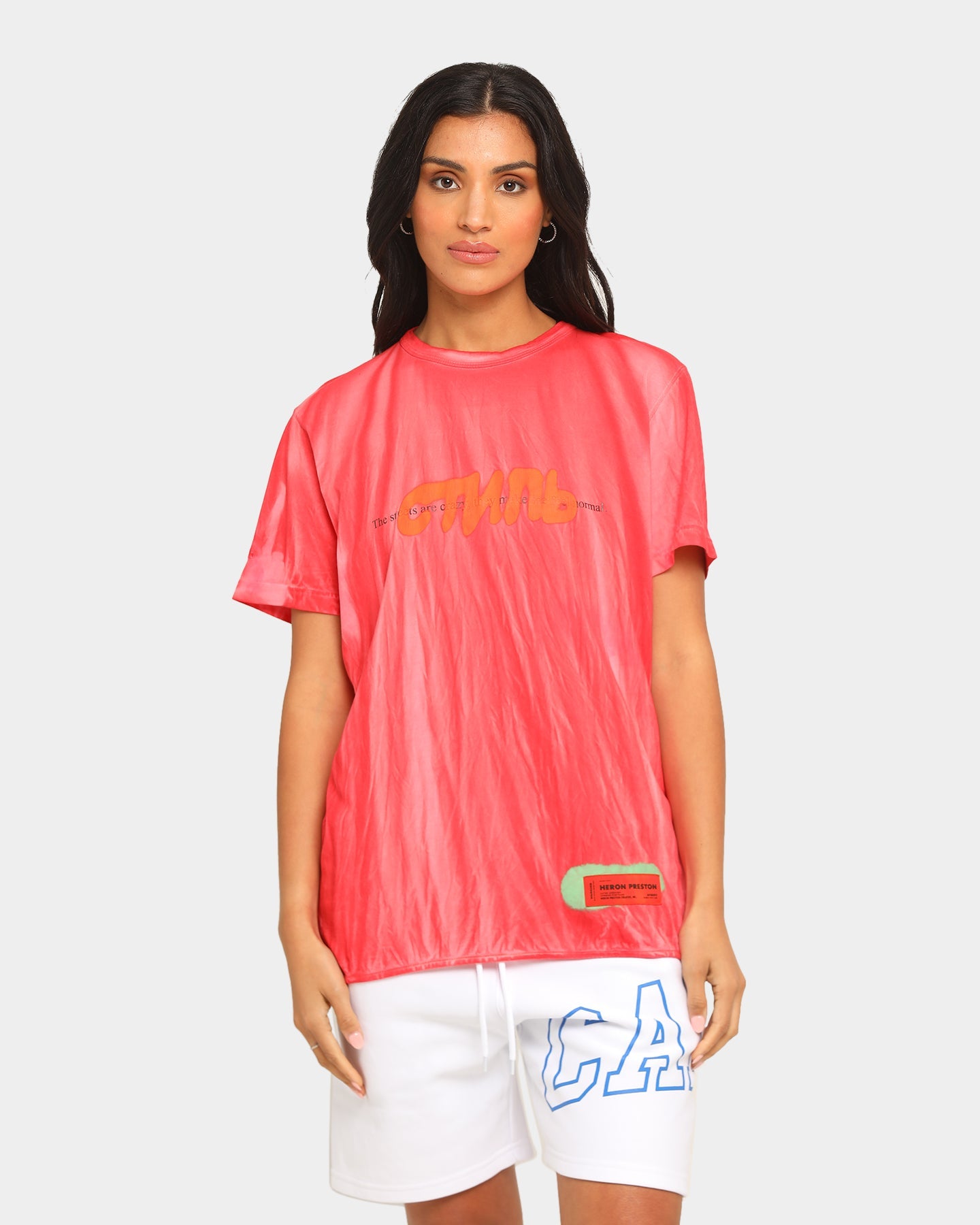 Heron Preston Spray –°–¢–ò–õ–¨ Print Short Sleeve T-shirt Red Style001