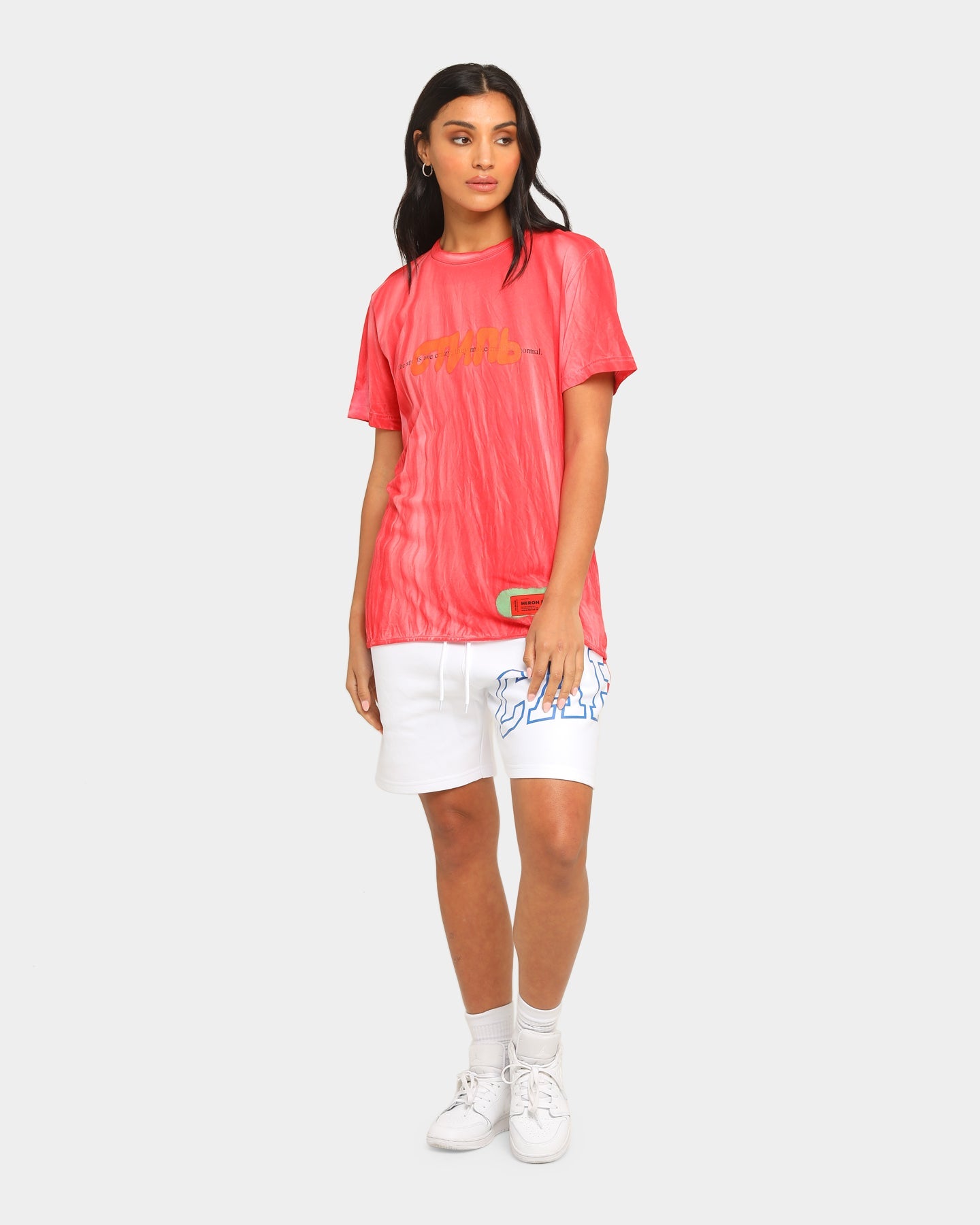 Heron Preston Spray –°–¢–ò–õ–¨ Print Short Sleeve T-shirt Red Style001