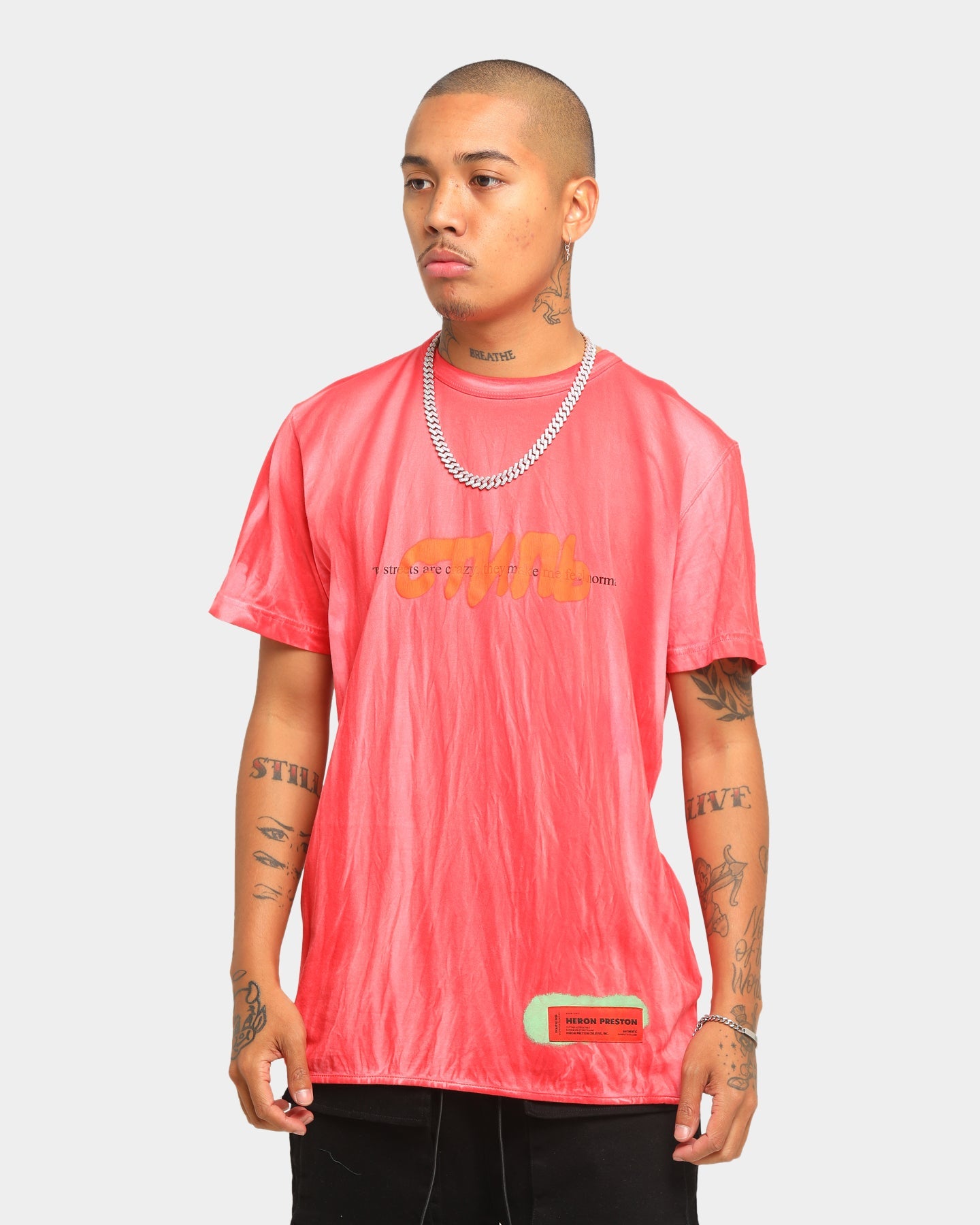 Heron Preston Spray –°–¢–ò–õ–¨ Print Short Sleeve T-shirt Red