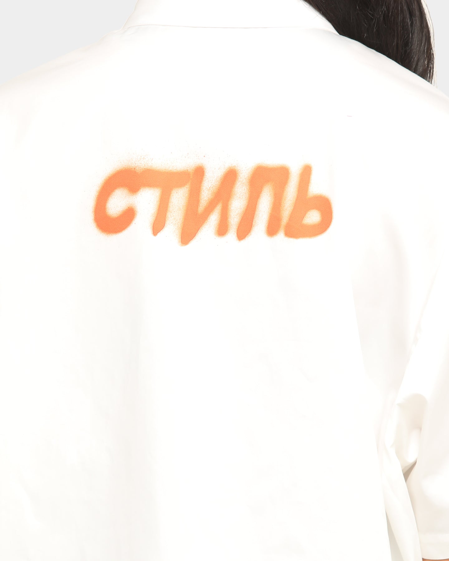 Heron Preston Boxy Fit Short Sleeve Button Up Shirt White Style001