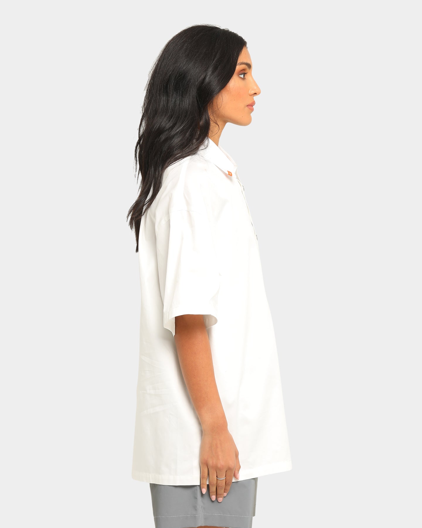 Heron Preston Boxy Fit Short Sleeve Button Up Shirt White Style001