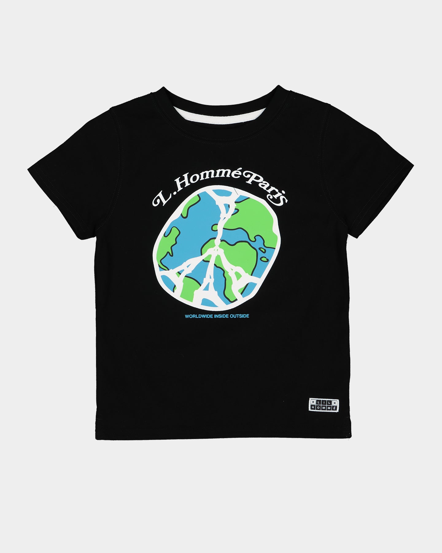 Lil Homme Kids' Worldwide Peace Short Sleeve T-Shirt Black