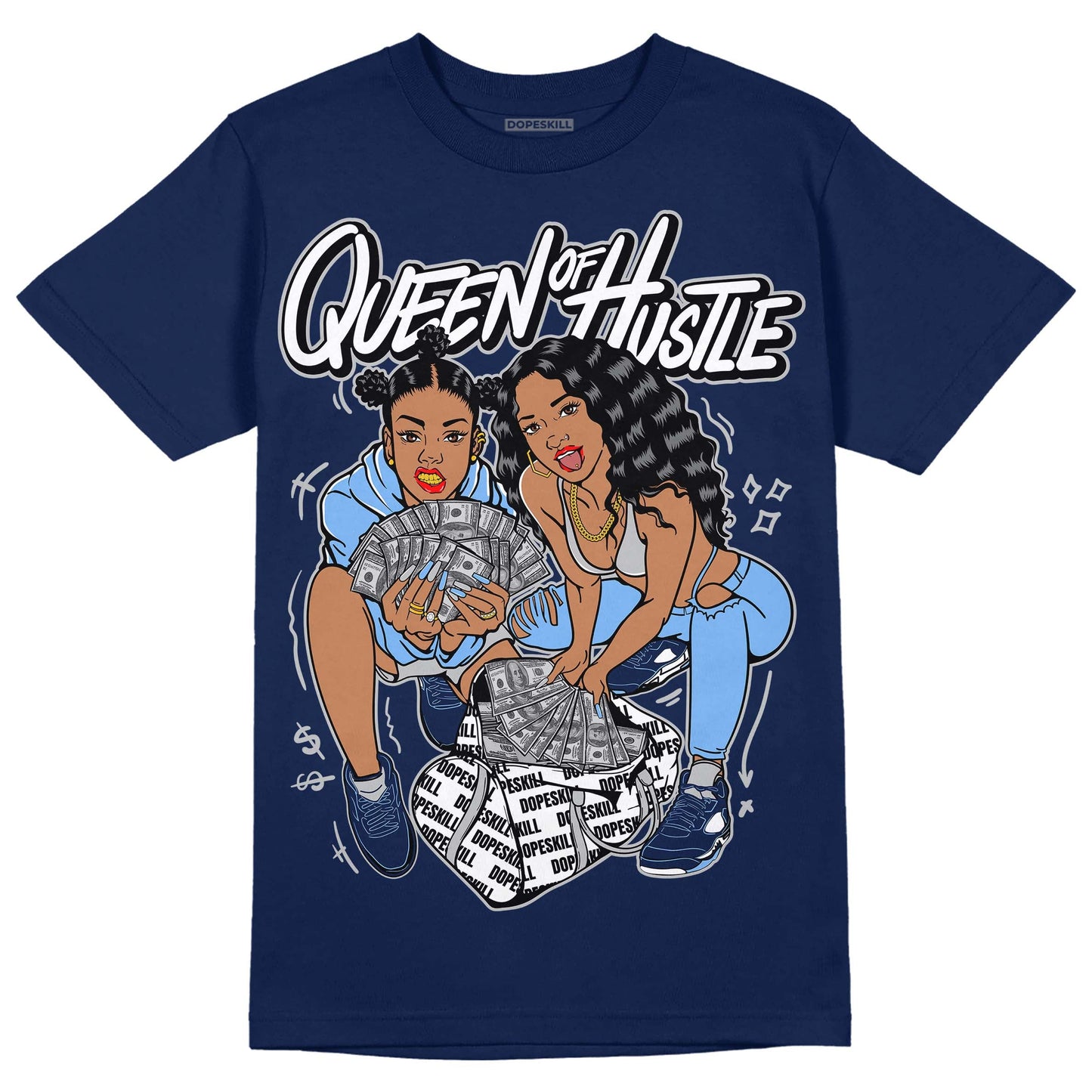 Midnight Navy 5s DopeSkill Navy T-Shirt Queen Of Hustle Graphic