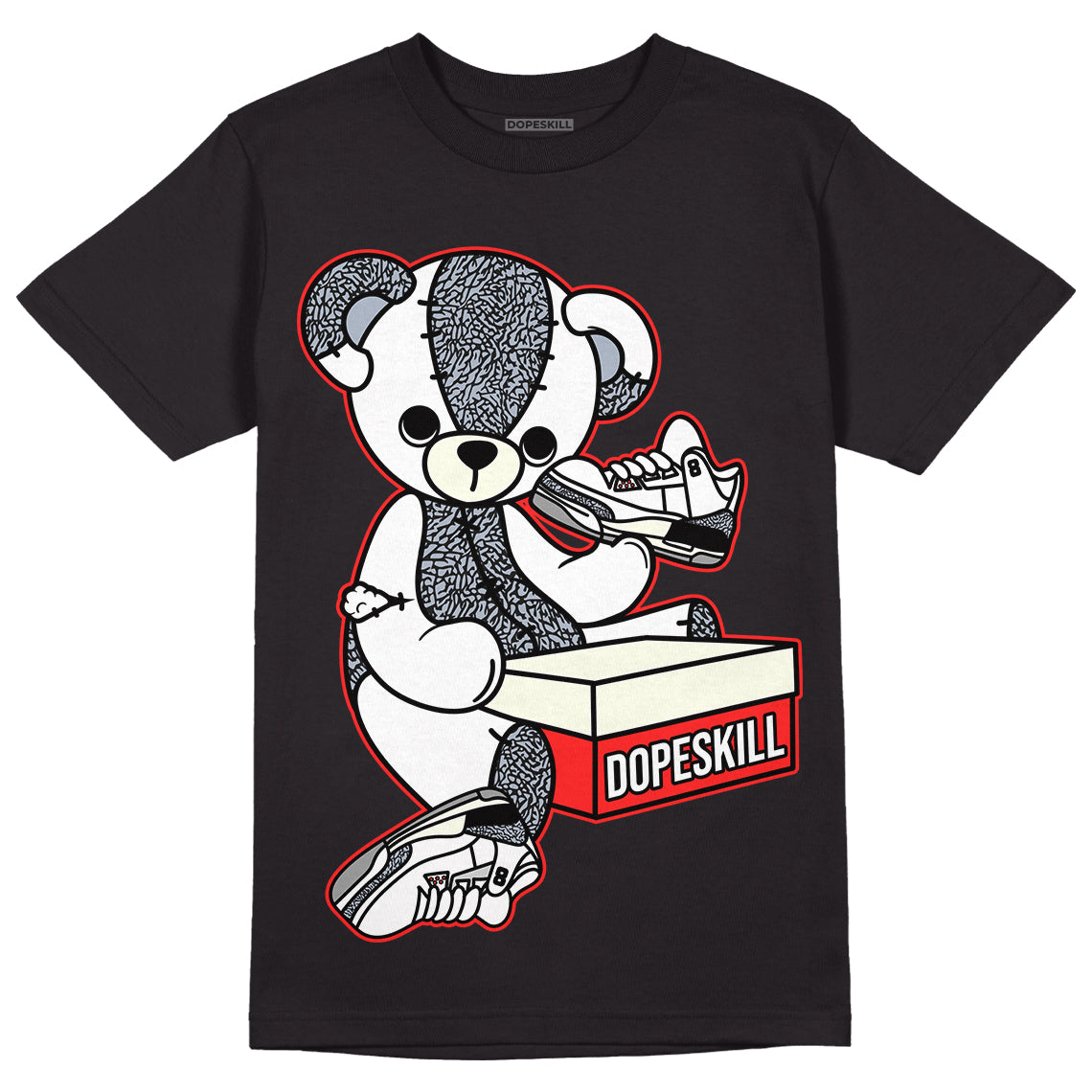 White Cement Reimagined 3s DopeSkill T-Shirt Sneakerhead BEAR Graphic