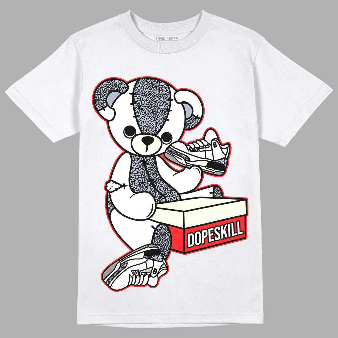 White Cement Reimagined 3s DopeSkill T-Shirt Sneakerhead BEAR Graphic