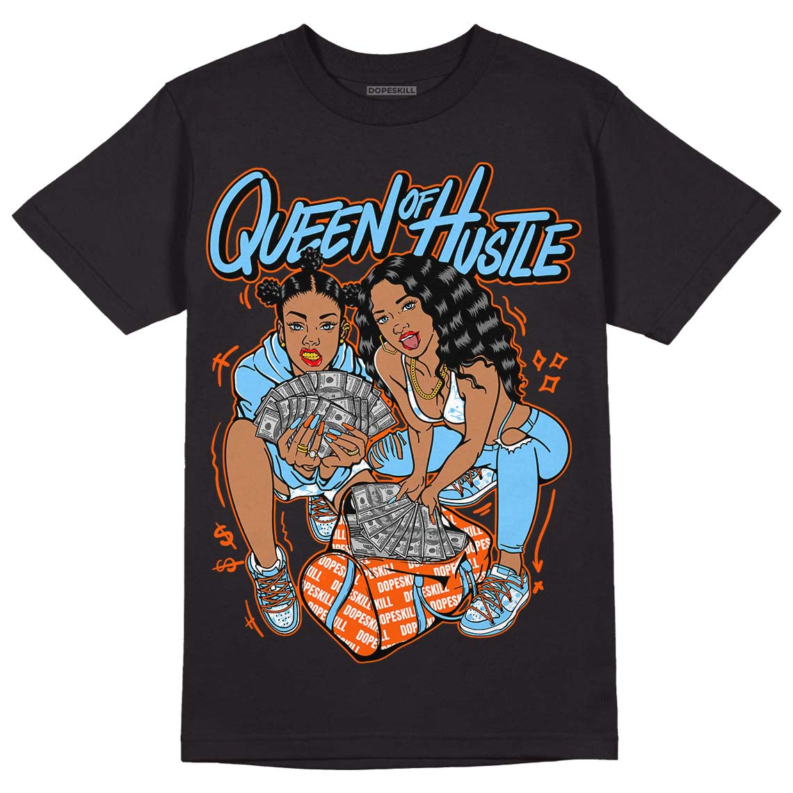 Dunk Low Futura University Blue DopeSkill T-Shirt Queen Of Hustle Graphic
