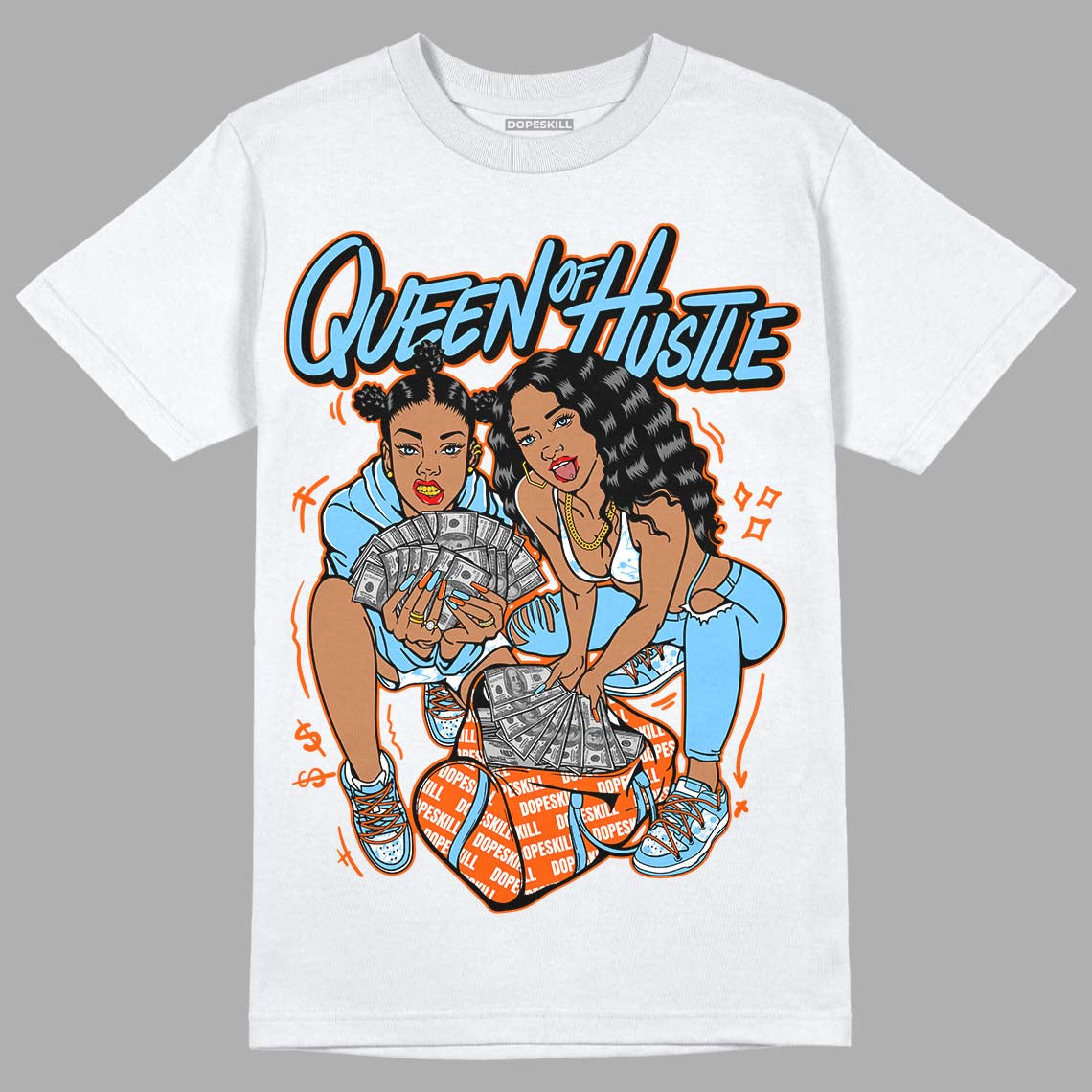 Dunk Low Futura University Blue DopeSkill T-Shirt Queen Of Hustle Graphic