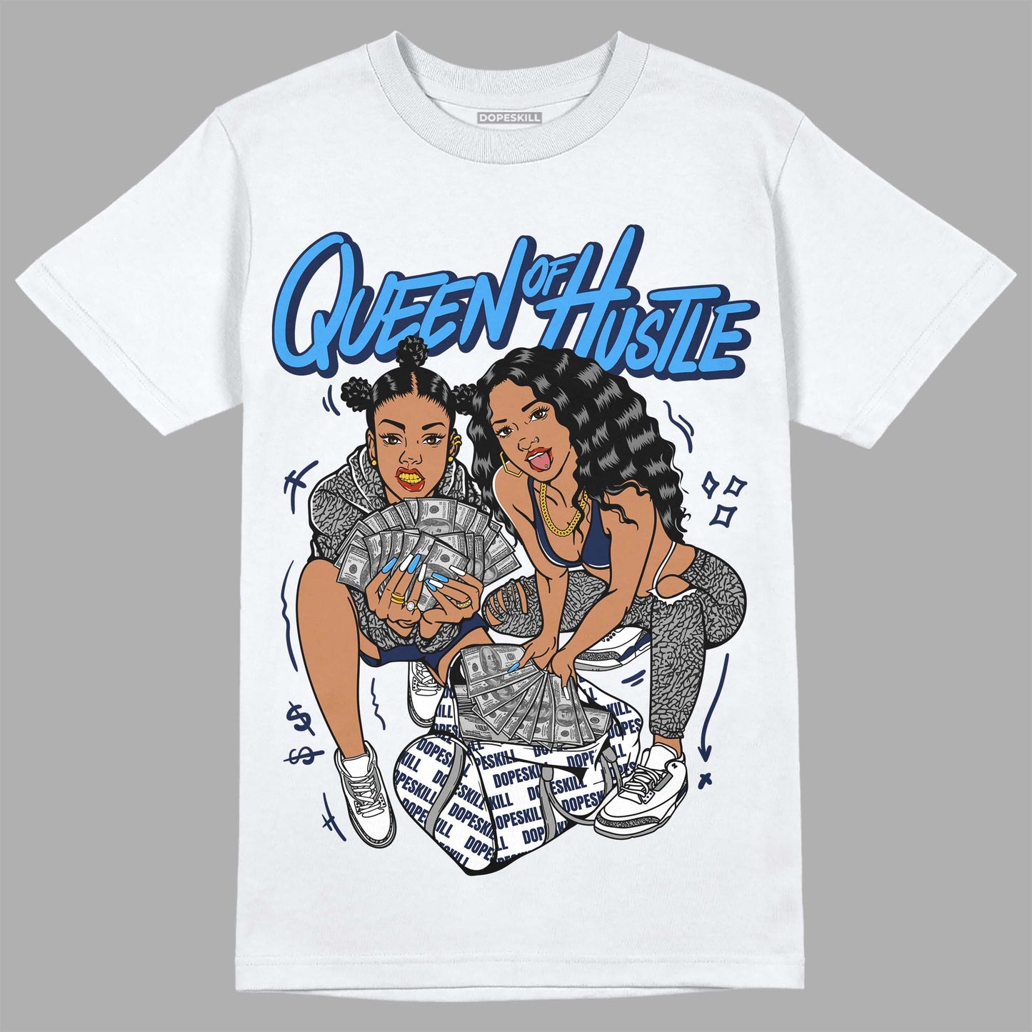 Midnight Navy 3s DopeSkill T-Shirt Queen Of Hustle Graphic