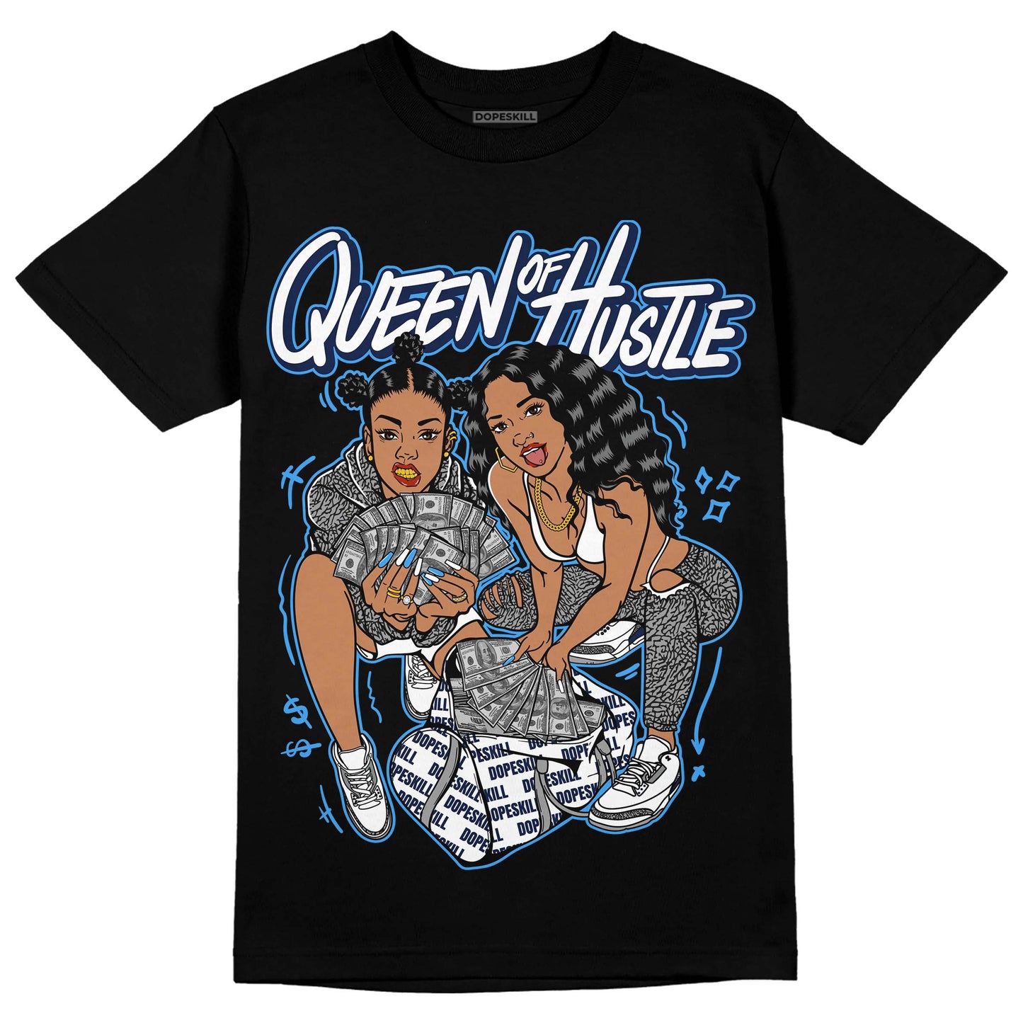 Midnight Navy 3s DopeSkill T-Shirt Queen Of Hustle Graphic