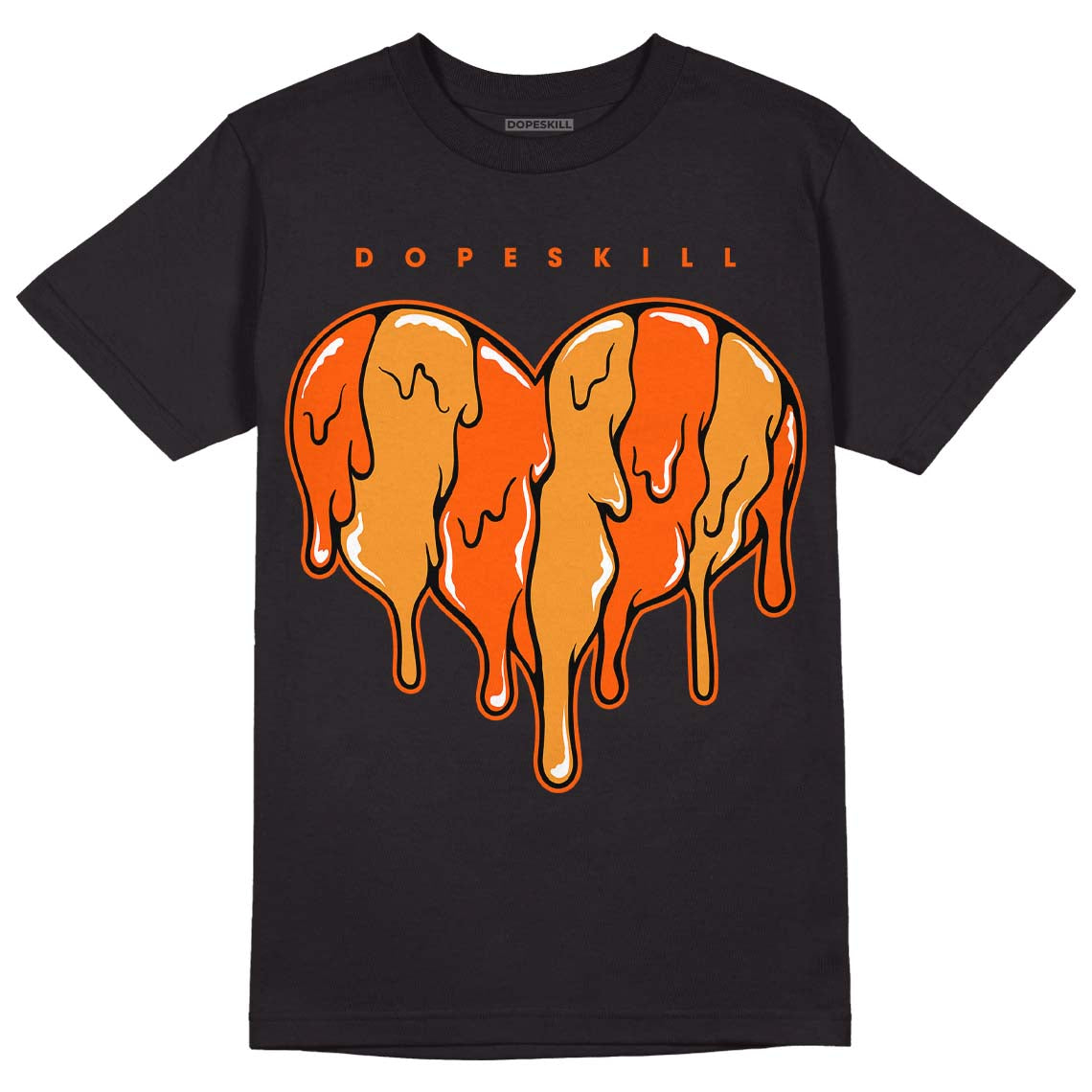 Brilliant Orange 12s DopeSkill T-Shirt Slime Drip Heart Graphic