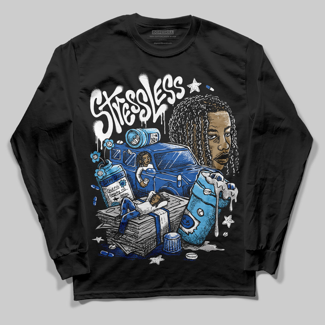 Blueberry 12s DopeSkill Long Sleeve T-shirt Stressless Graphic