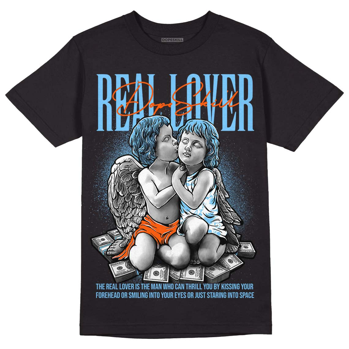 Dunk Low Futura University Blue DopeSkill T-Shirt Real Lover Graphic