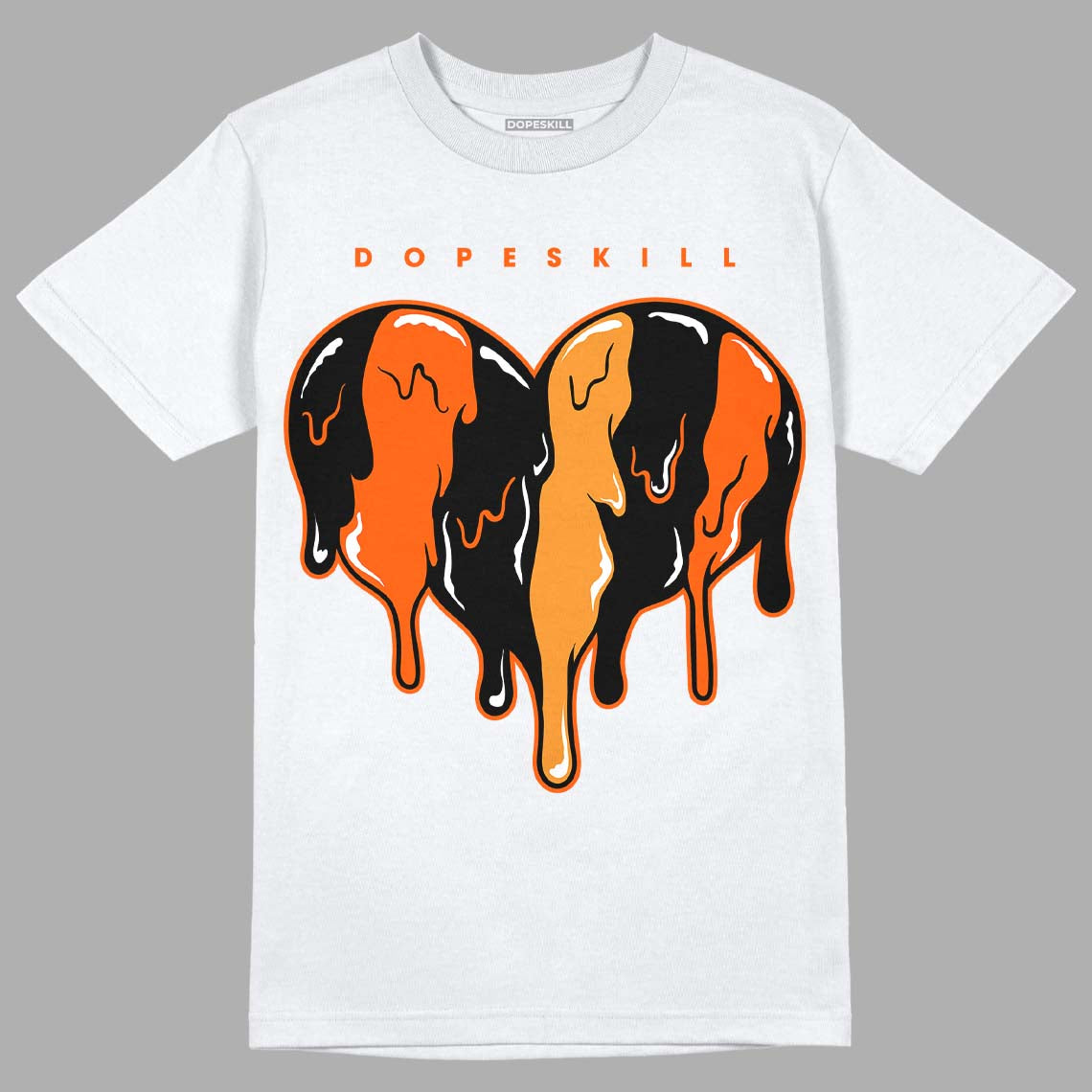 Brilliant Orange 12s DopeSkill T-Shirt Slime Drip Heart Graphic