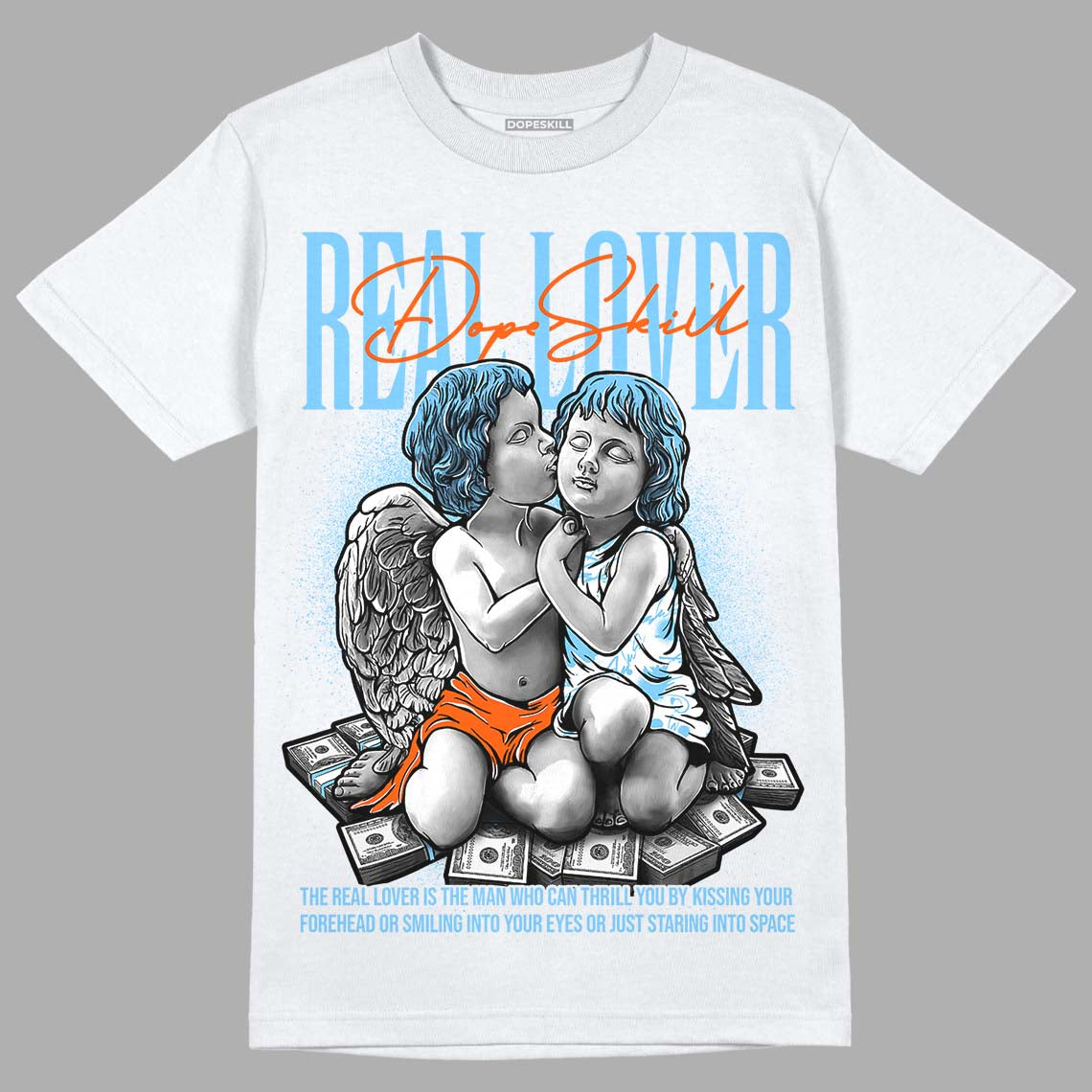Dunk Low Futura University Blue DopeSkill T-Shirt Real Lover Graphic