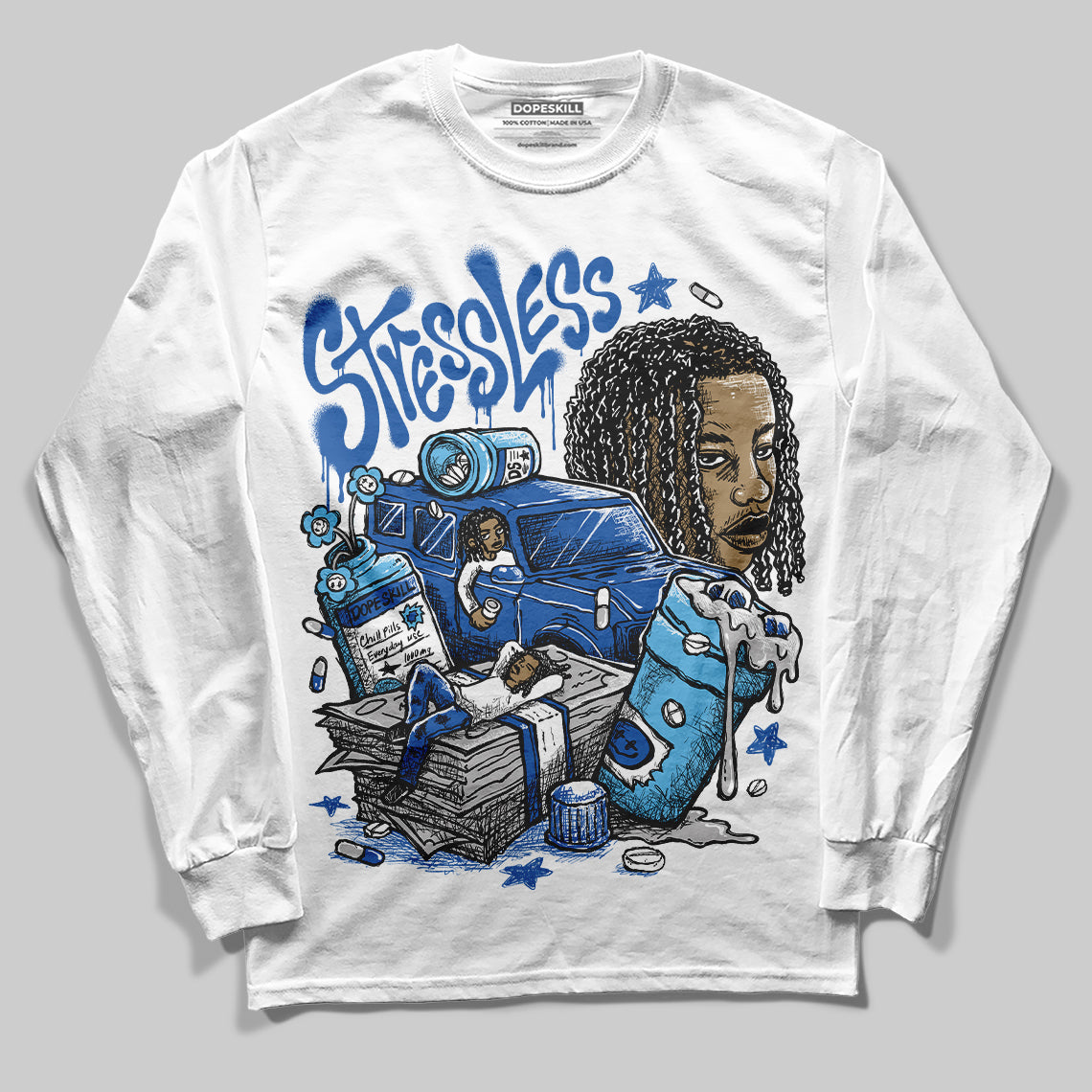 Blueberry 12s DopeSkill Long Sleeve T-shirt Stressless Graphic