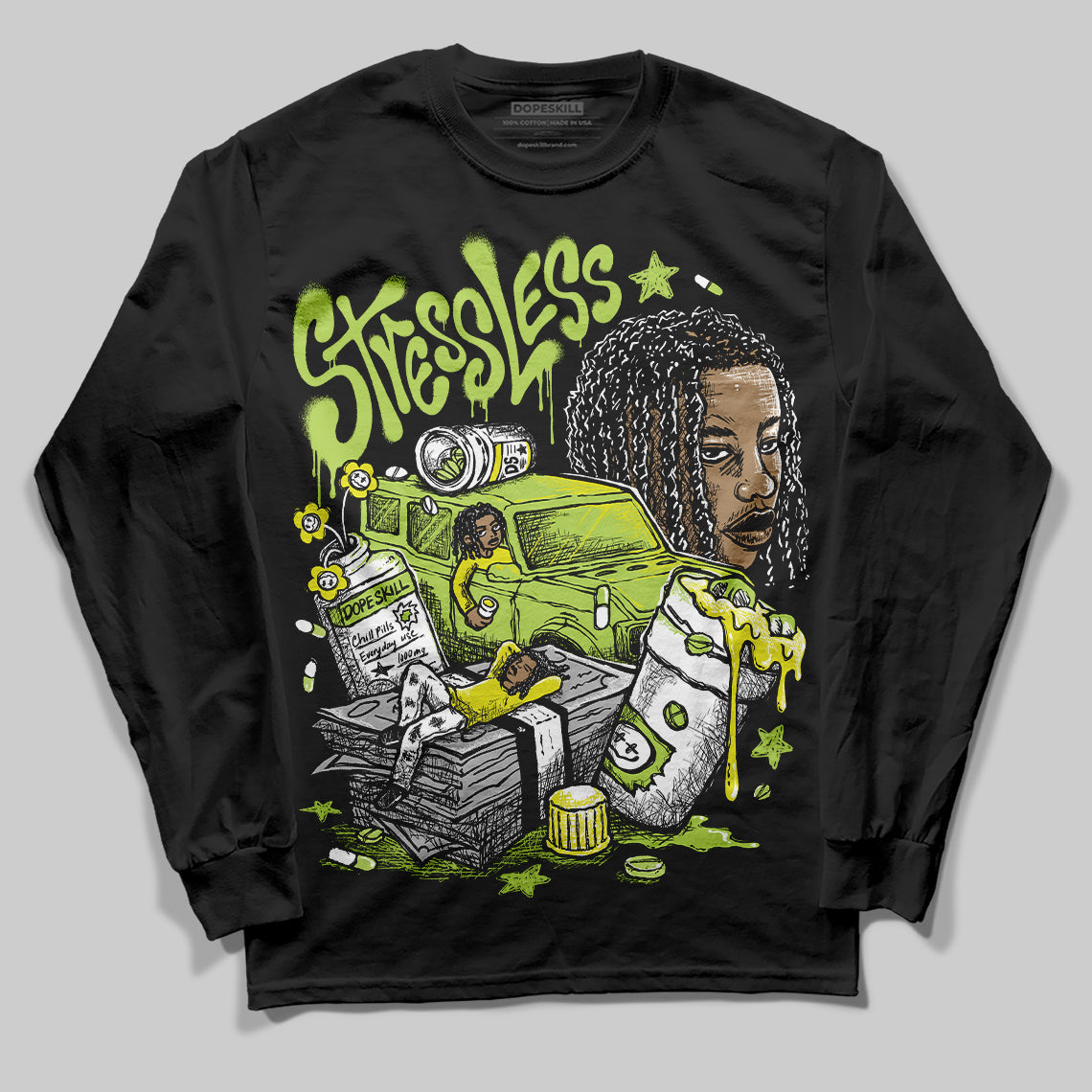 Bright Cactus 13s DopeSkill Long Sleeve T-Shirt Stressless Graphic
