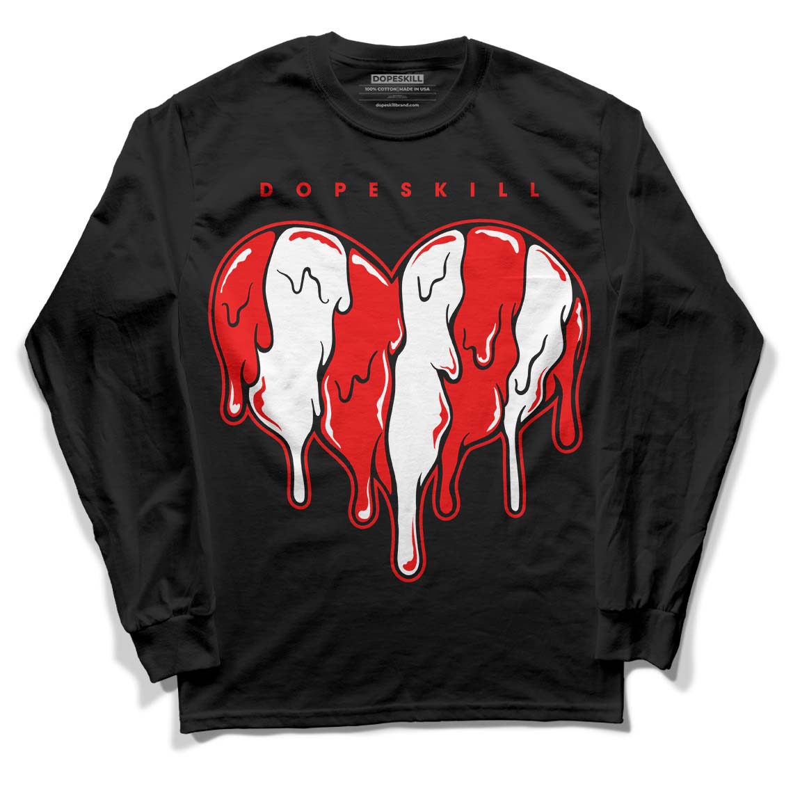 Cherry 11s DopeSkill Long Sleeve T-Shirt Slime Drip Heart Graphic