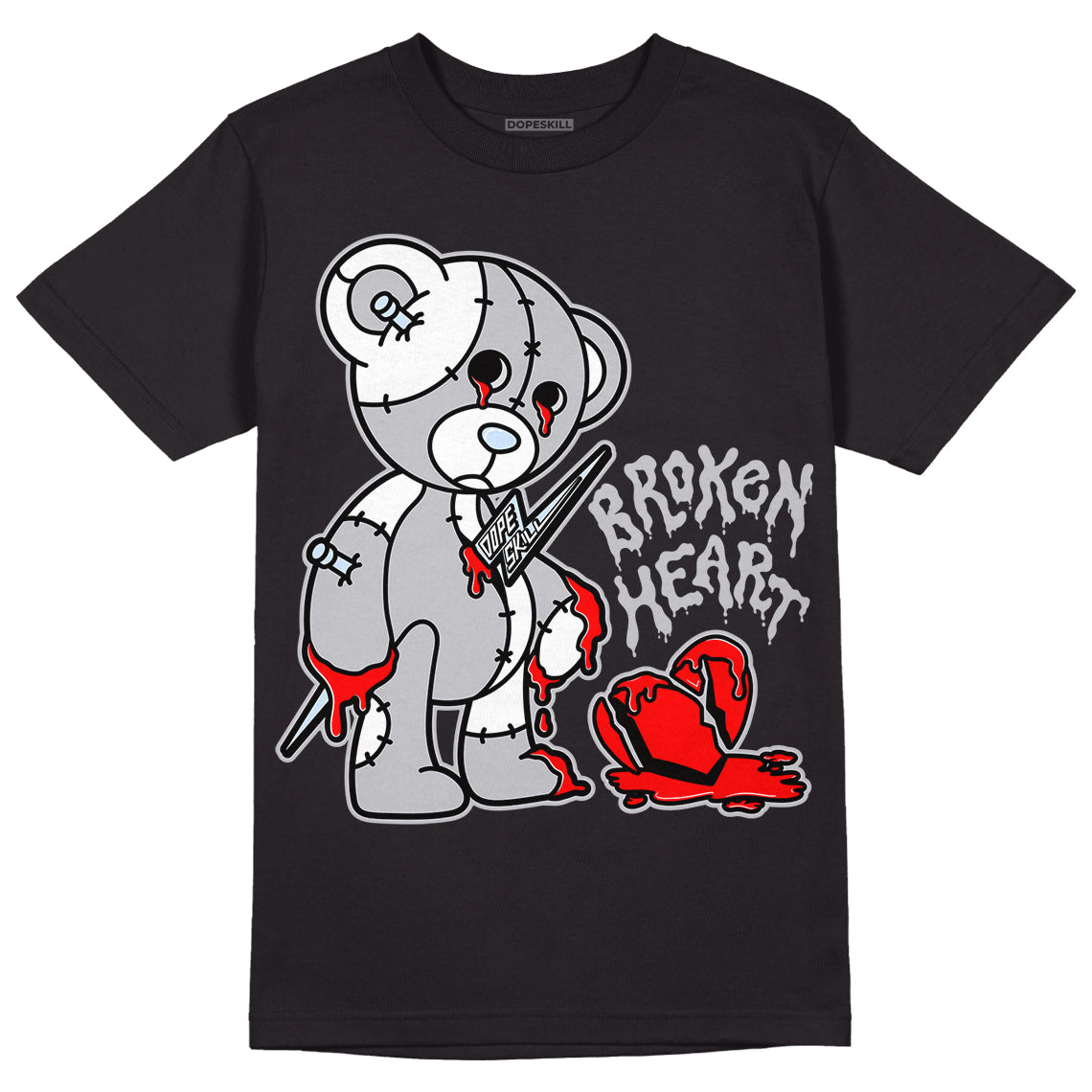 Cement Grey 11s DopeSkill T-Shirt Broken Heart Graphic