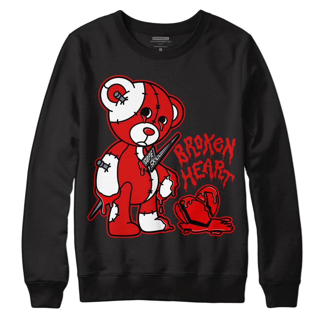 Gym Red 9s DopeSkill Sweatshirt Broken Heart Graphic