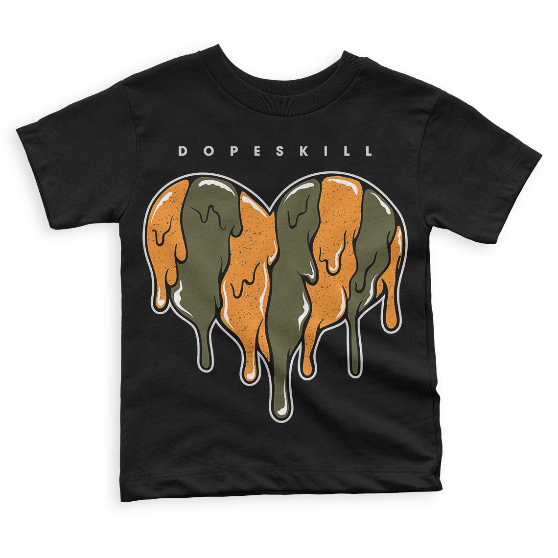 Olive 5s DopeSkill Toddler Kids T-shirt Slime Drip Heart Graphic