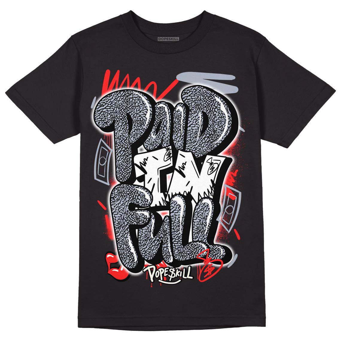 White Cement Reimagined 3s DopeSkill T-Shirt New Paid In Full Graphic