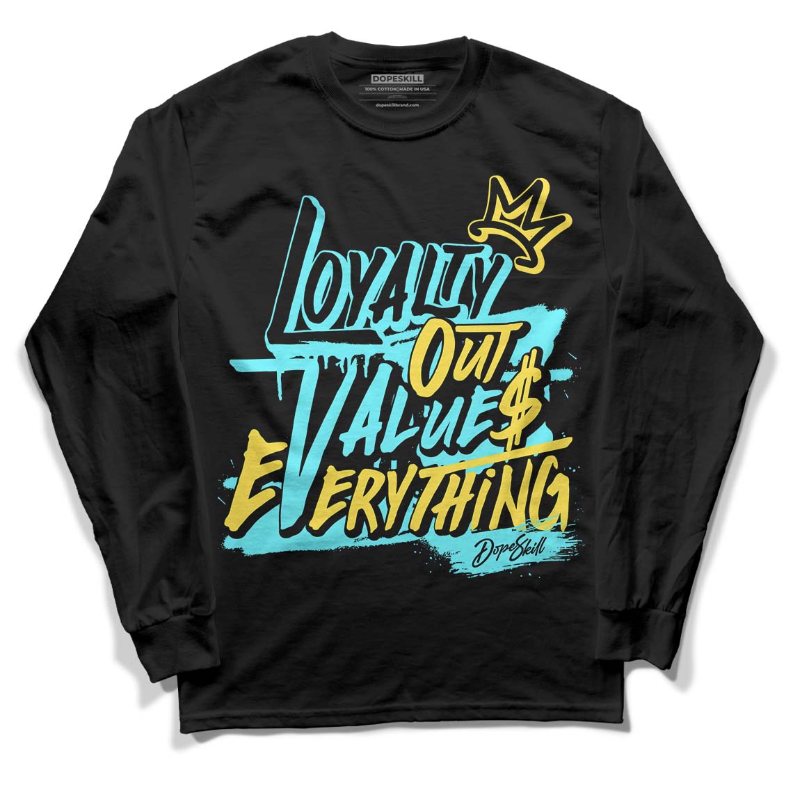 Aqua 5s DopeSkill Long Sleeve T-Shirt LOVE Graphic