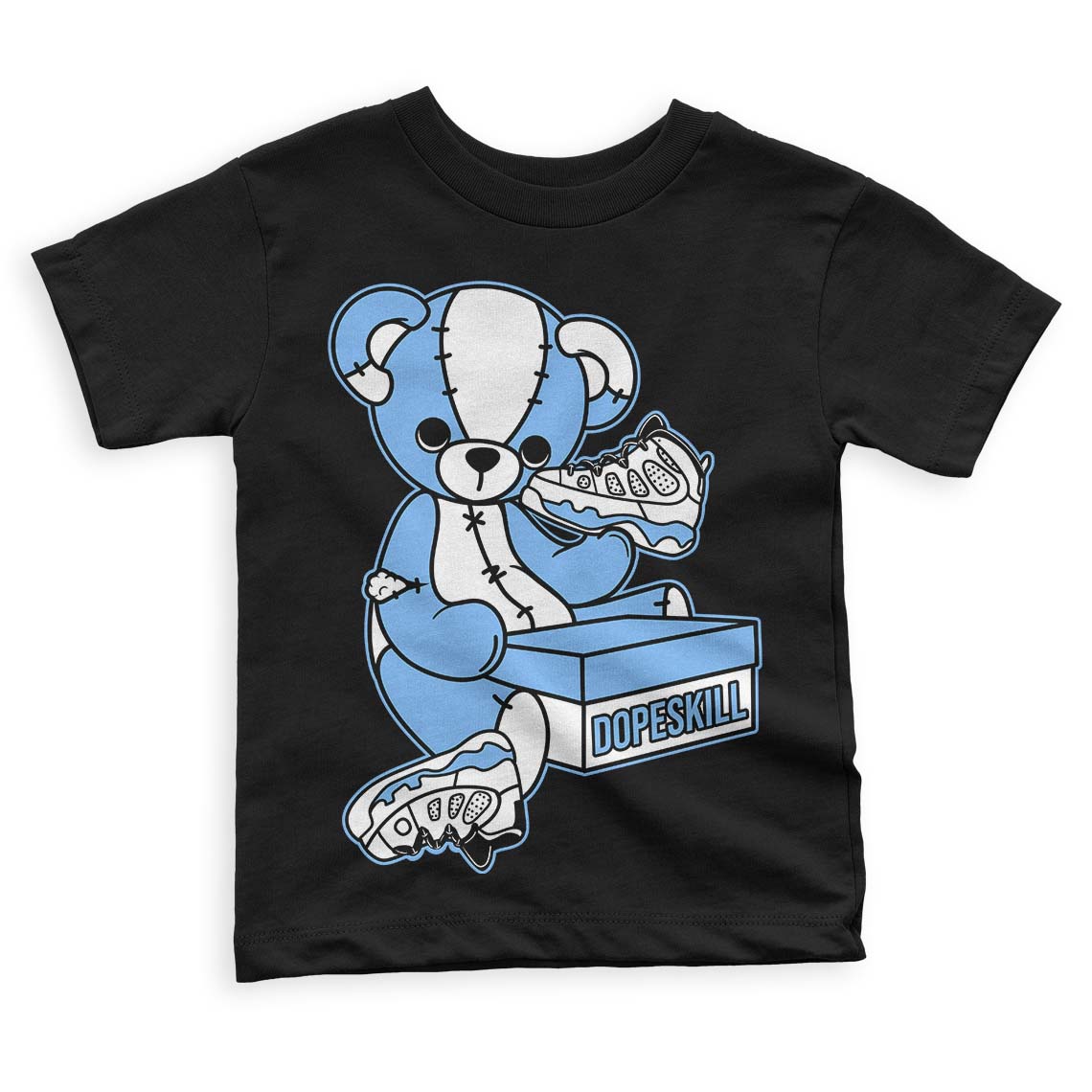 Powder Blue 9s DopeSkill Toddler Kids T-shirt Sneakerhead BEAR Graphic