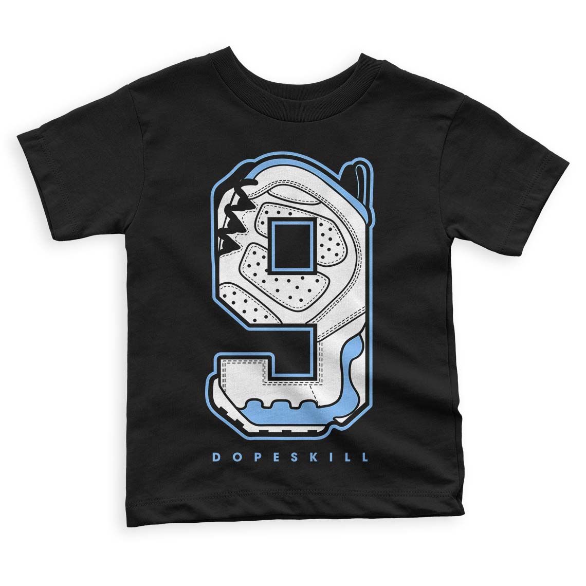 Powder Blue 9s DopeSkill Toddler Kids T-shirt No.9 Graphic