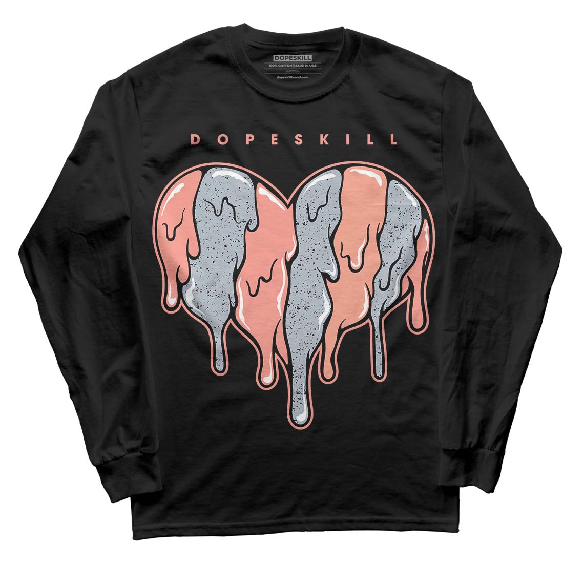 Crimson Bliss 5s DopeSkill Long Sleeve T-Shirt Slime Drip Heart Graphic