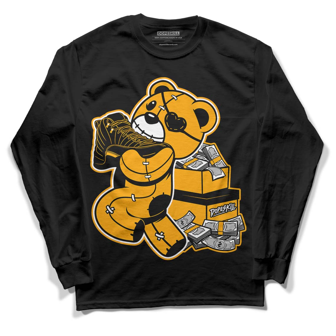 Black Taxi 12s DopeSkill Long Sleeve T-Shirt Bear Steals Sneaker Graphic