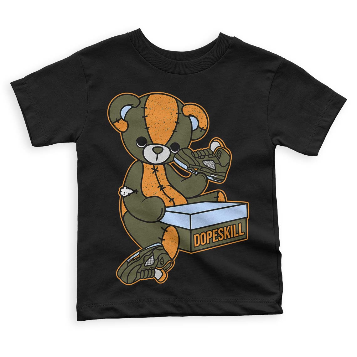 Olive 5s DopeSkill Toddler Kids T-shirt Sneakerhead BEAR Graphic