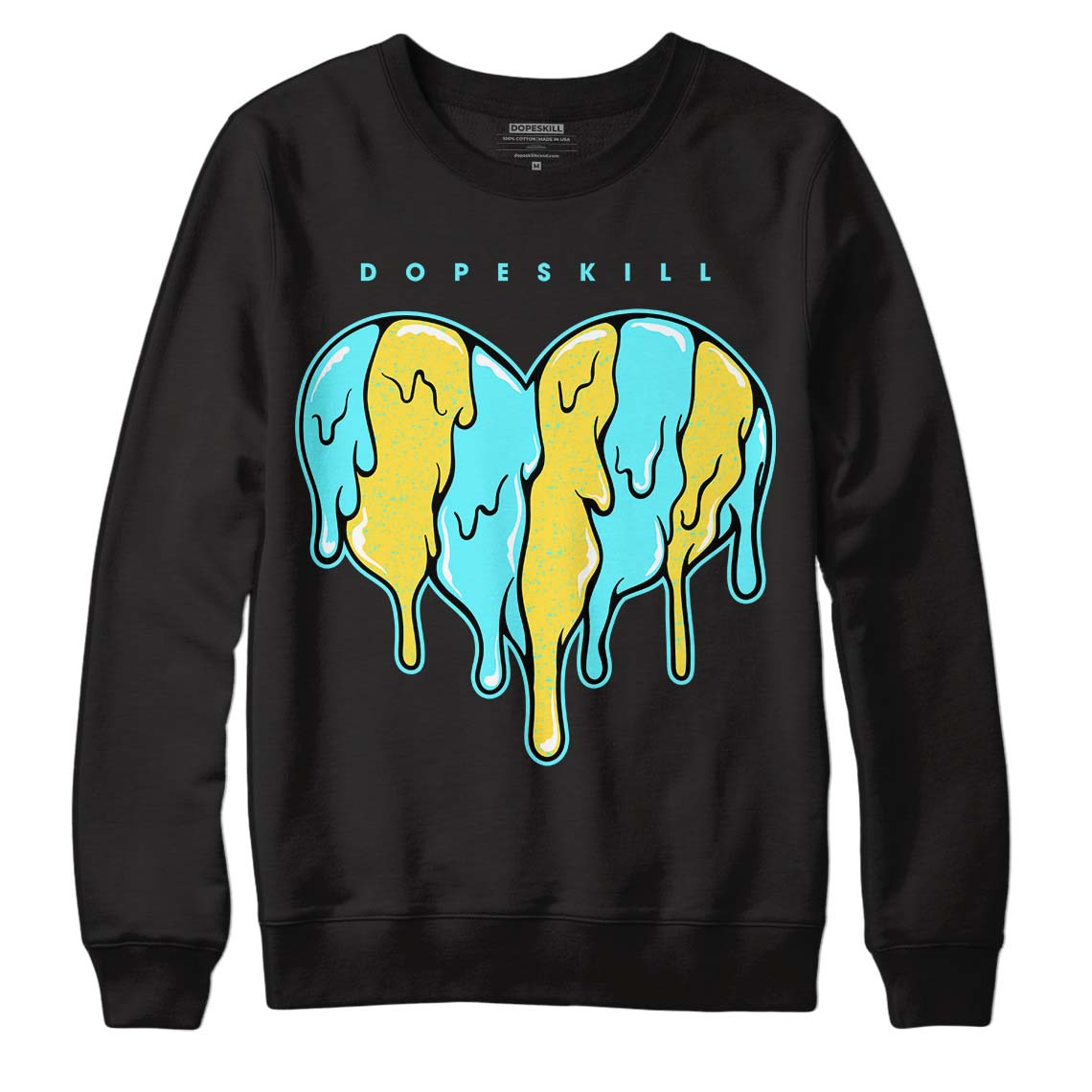 Aqua 5s DopeSkill Sweatshirt Slime Drip Heart Graphic